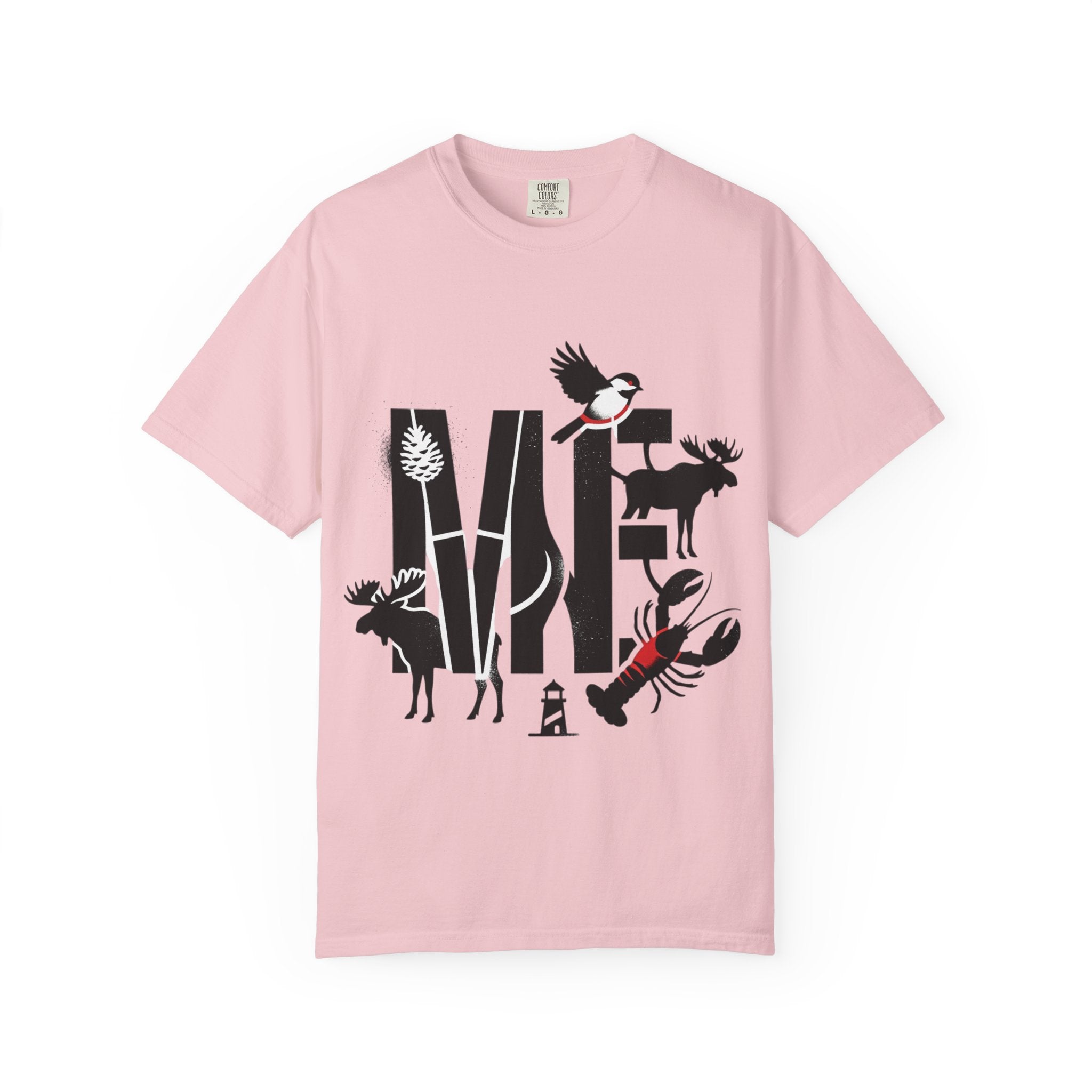 OurStateTees - Maine ME — Maine Wildlife Silhouette Tee (lobster, moose, loon, lighthouse)