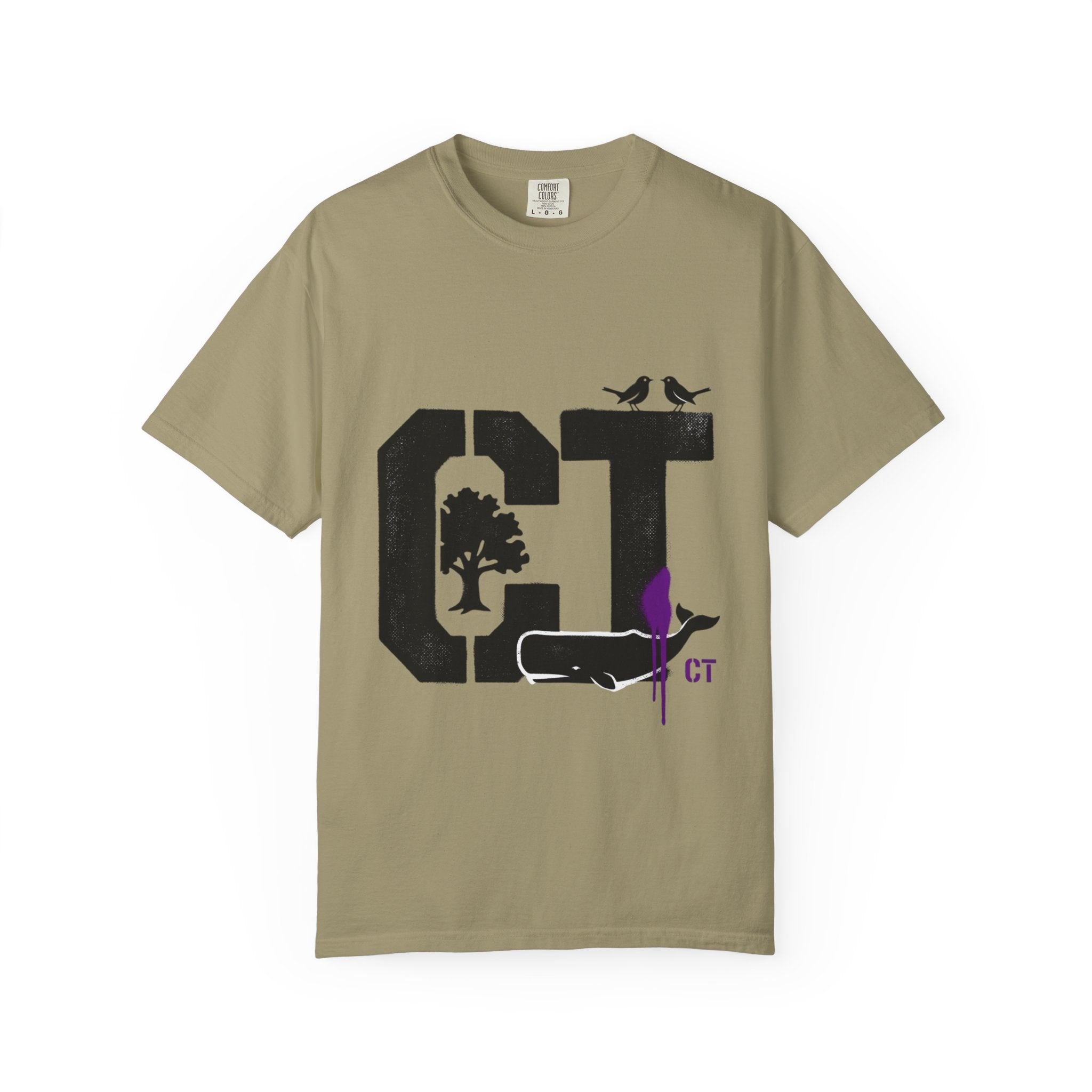 OurStateTees - Connecticut CT State T-Shirt — Connecticut Nature Graphic Tee with Whales, Trees & Birds