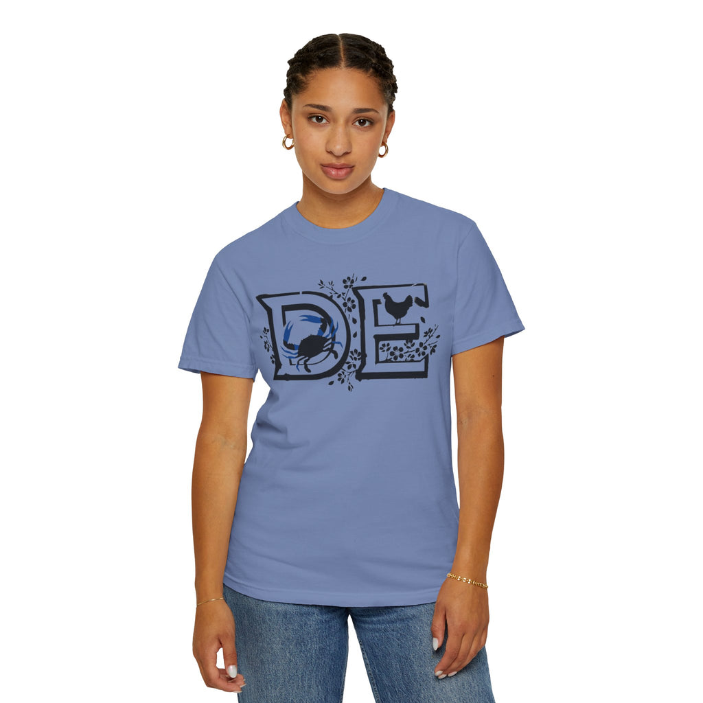 OurStateTees - Deleware DE Letterpress Tee — Floral & Bird Graphic T-Shirt