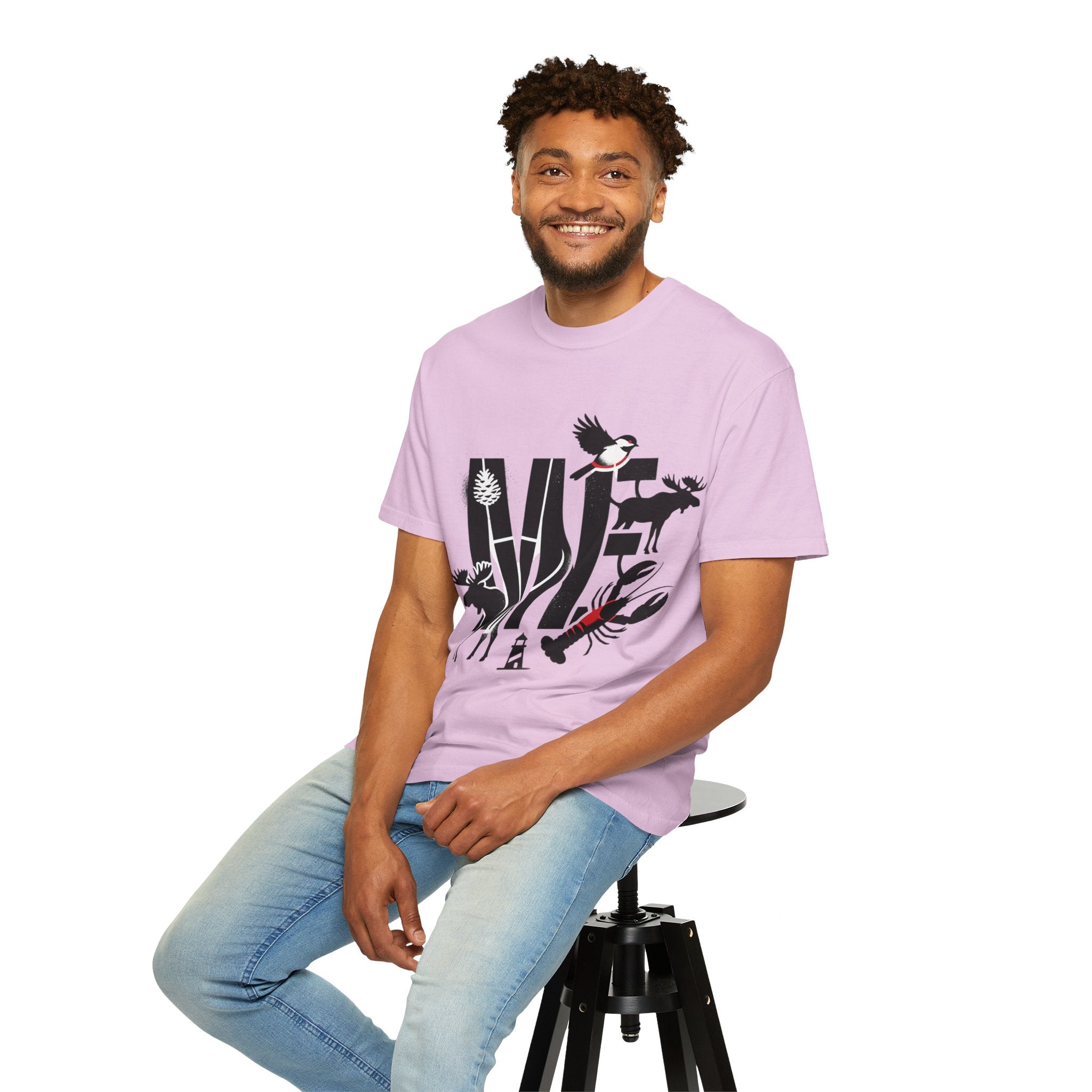 OurStateTees - Maine ME — Maine Wildlife Silhouette Tee (lobster, moose, loon, lighthouse)