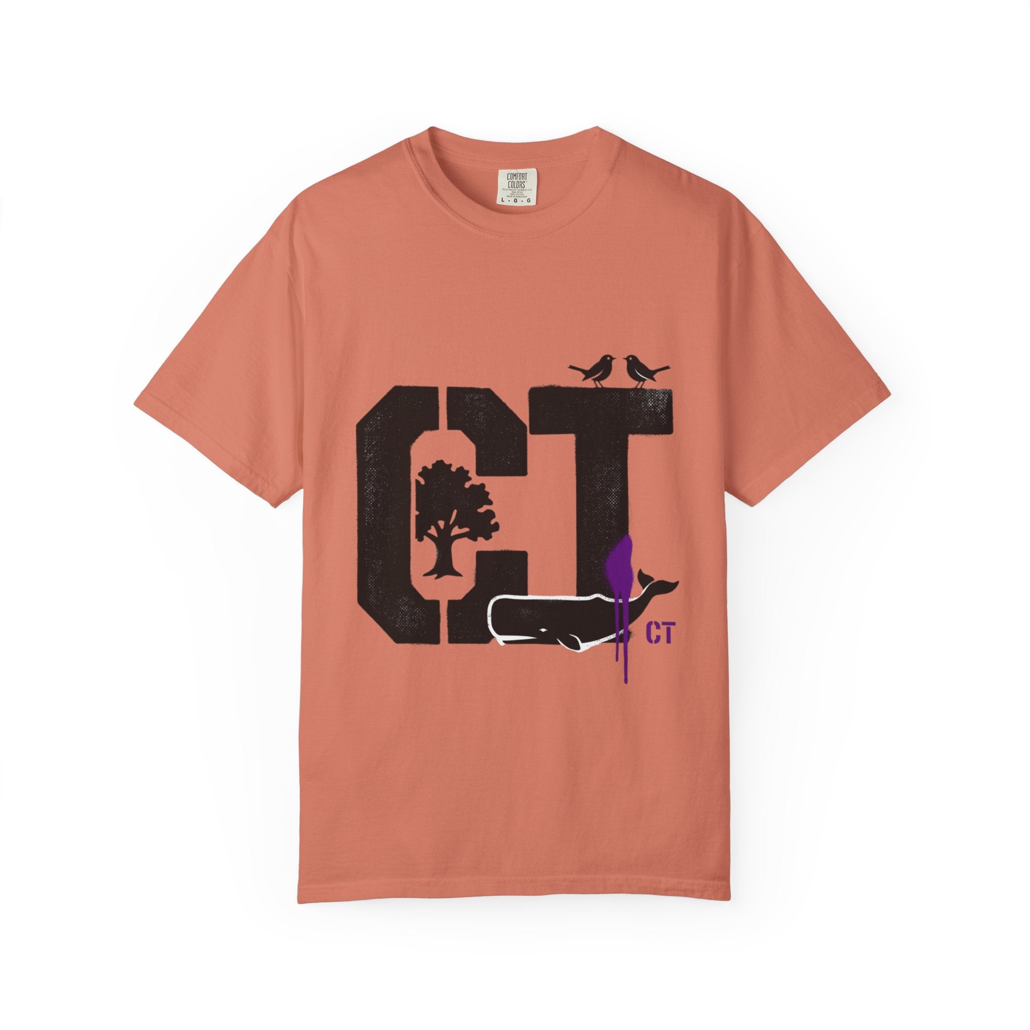 OurStateTees - Connecticut CT State T-Shirt — Connecticut Nature Graphic Tee with Whales, Trees & Birds