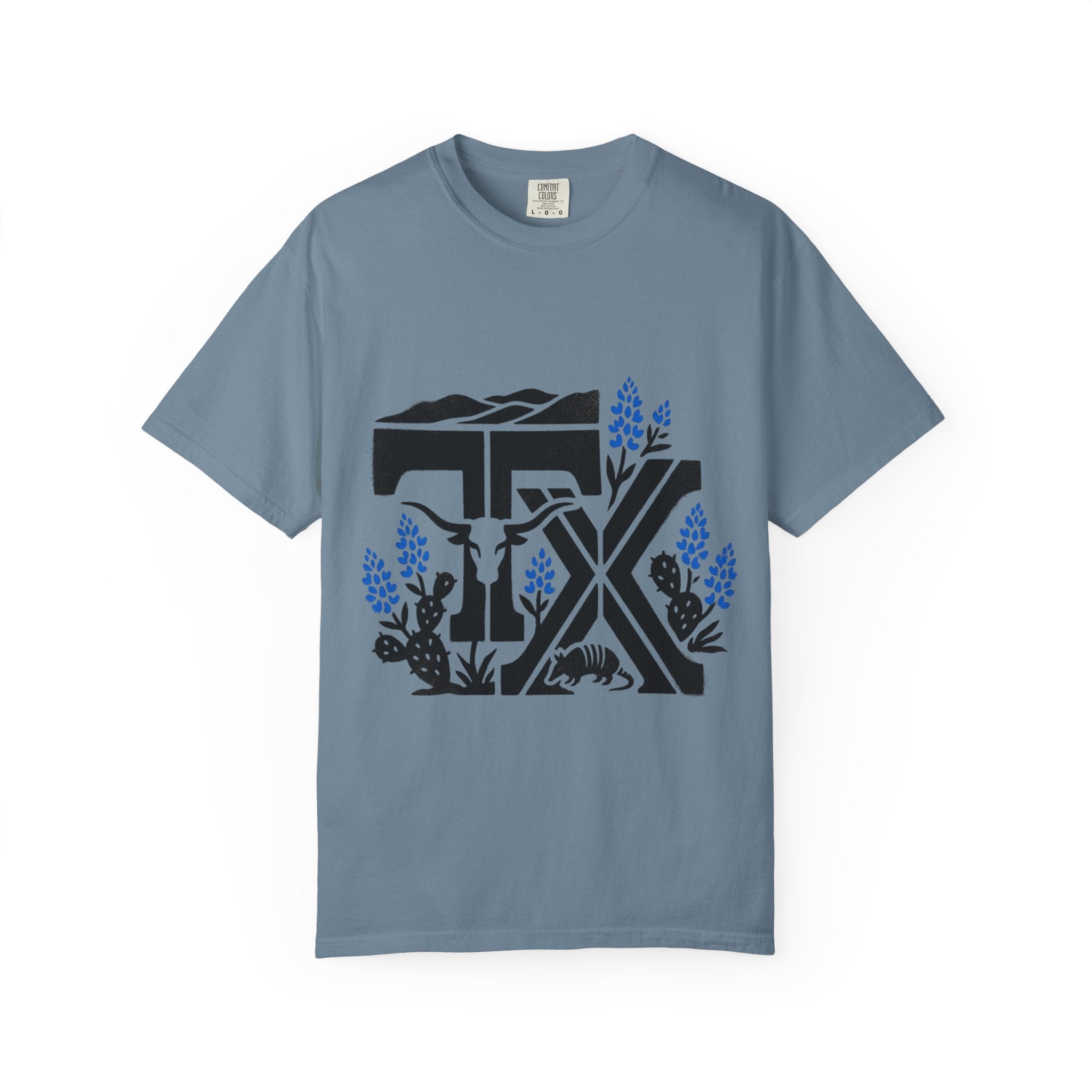 OurStateTees - TX Texas Southwestern Tee — Longhorn, Armadillo & Bluebonnet Graphic T-Shirt