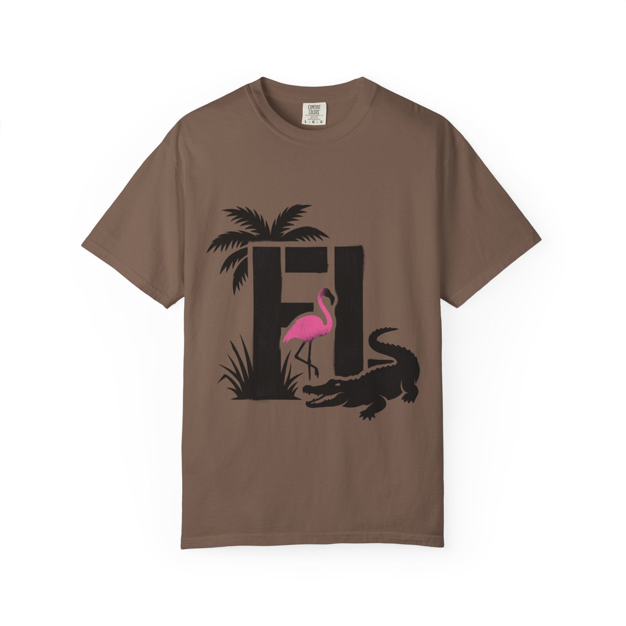 OurState Tees - Florida FL - Tropical Flamingo & Alligator Graphic