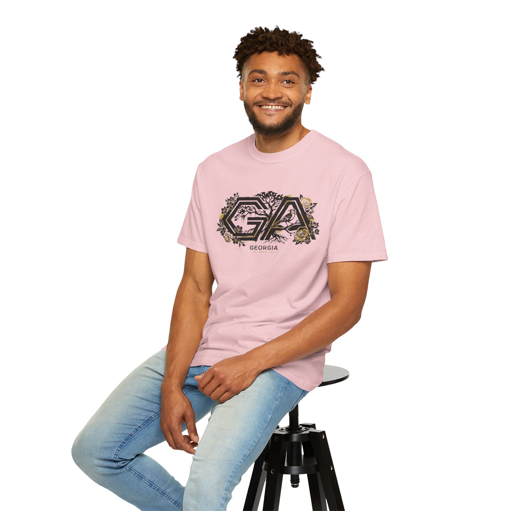 OurStateTees - Georgia GA Floral Logo T‑Shirt — Botanical Accents