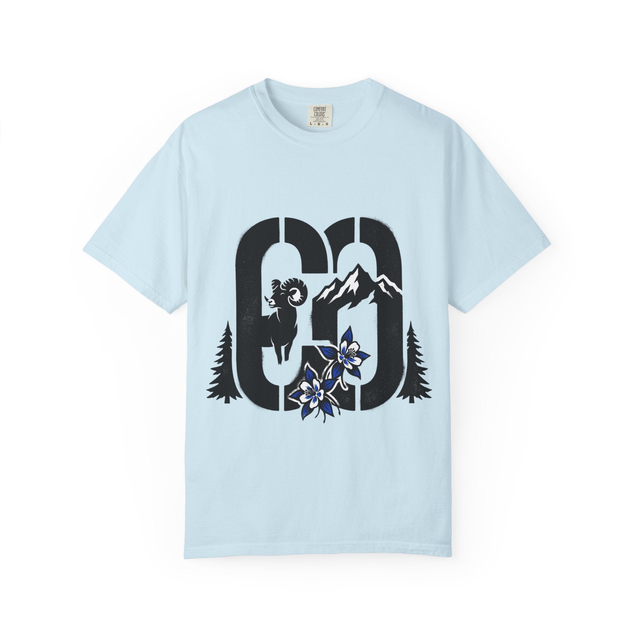OurStateTees - Colorado CO Rocky Mountain Anniversary Tee — Mountain Goat & Wildflower Graphic T-Shirt