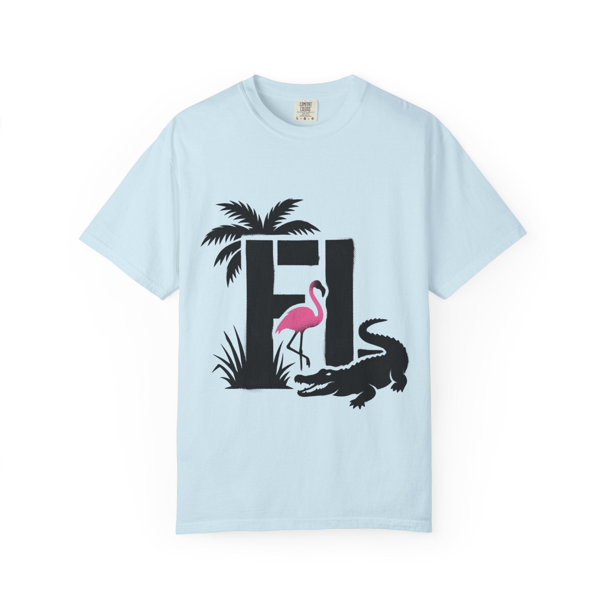 OurState Tees - Florida FL - Tropical Flamingo & Alligator Graphic