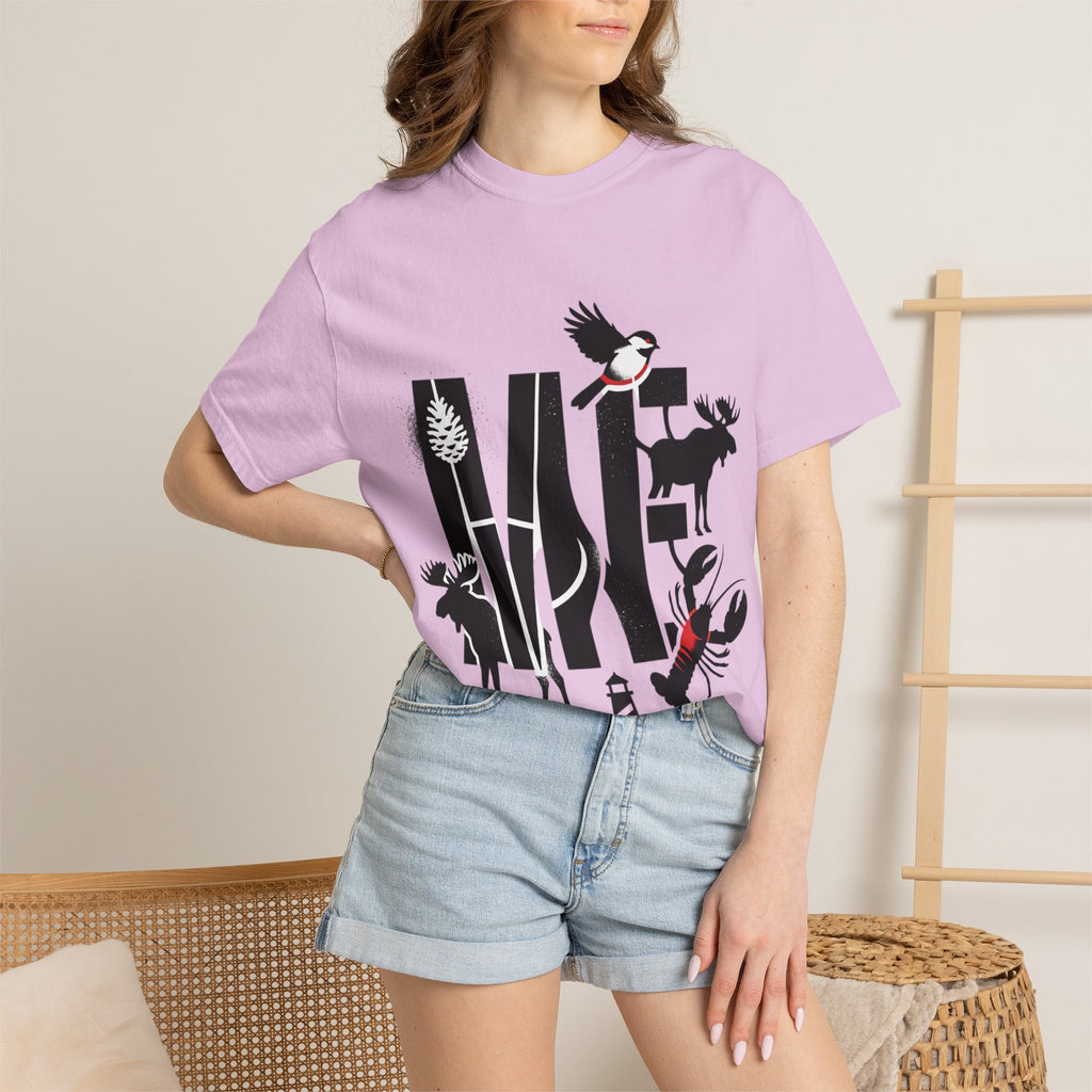 OurStateTees - Maine ME — Maine Wildlife Silhouette Tee (lobster, moose, loon, lighthouse)