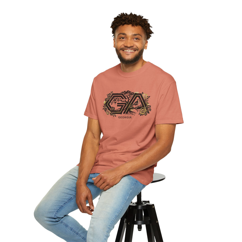 OurStateTees - Georgia GA Floral Logo T‑Shirt — Botanical Accents