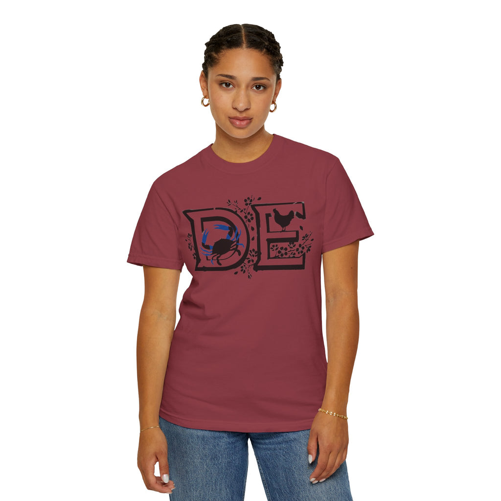 OurStateTees - Deleware DE Letterpress Tee — Floral & Bird Graphic T-Shirt
