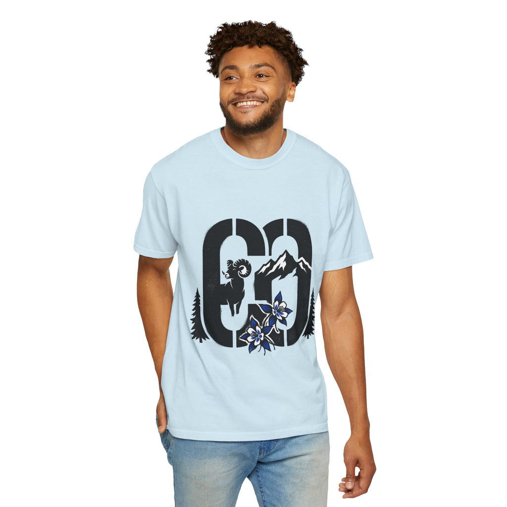 OurStateTees - Colorado CO Rocky Mountain Anniversary Tee — Mountain Goat & Wildflower Graphic T-Shirt