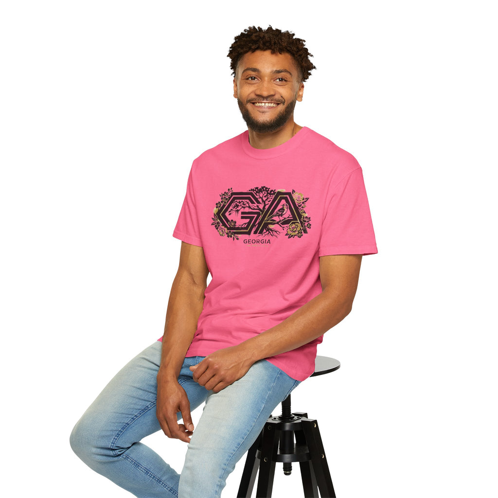 OurStateTees - Georgia GA Floral Logo T‑Shirt — Botanical Accents