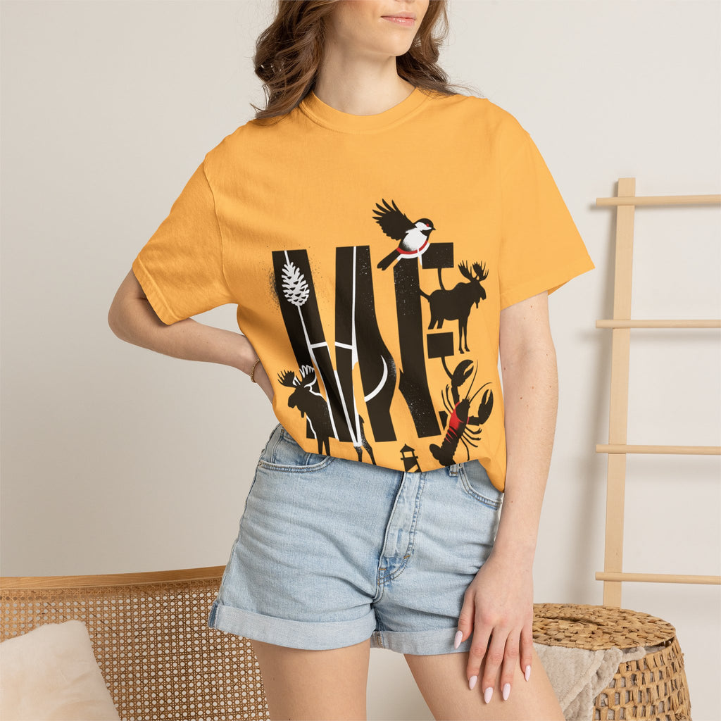OurStateTees - Maine ME — Maine Wildlife Silhouette Tee (lobster, moose, loon, lighthouse)