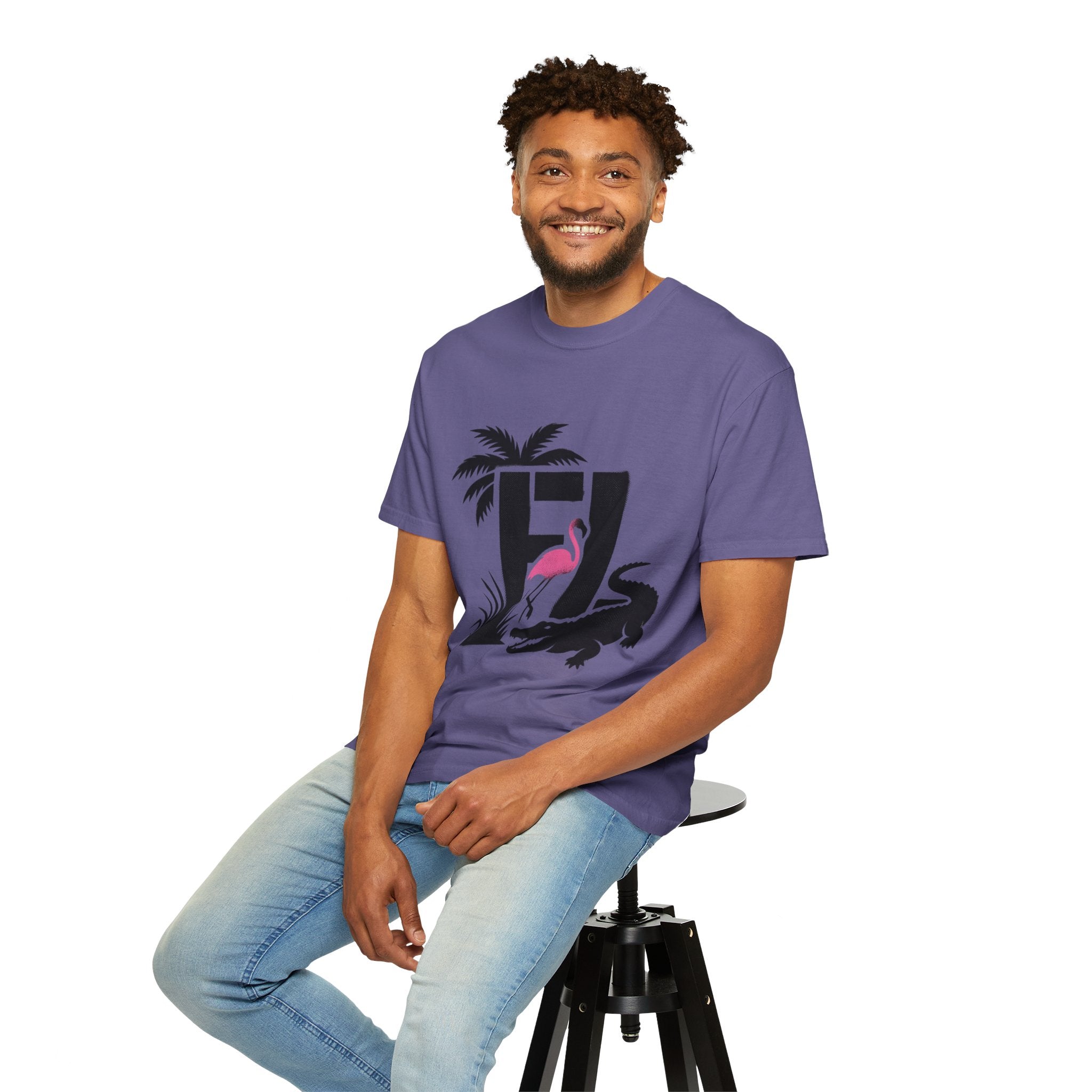 OurState Tees - Florida FL - Tropical Flamingo & Alligator Graphic