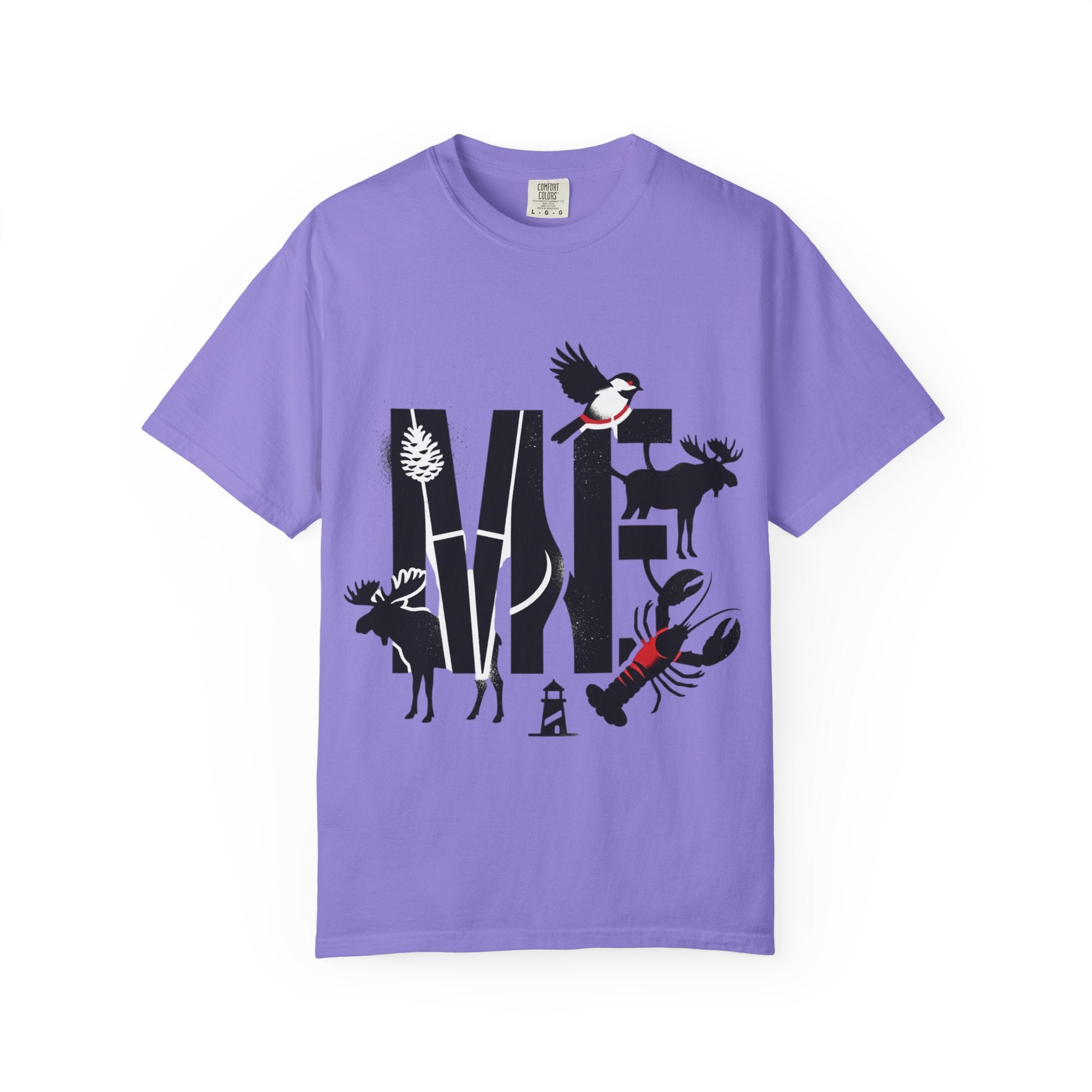 OurStateTees - Maine ME — Maine Wildlife Silhouette Tee (lobster, moose, loon, lighthouse)