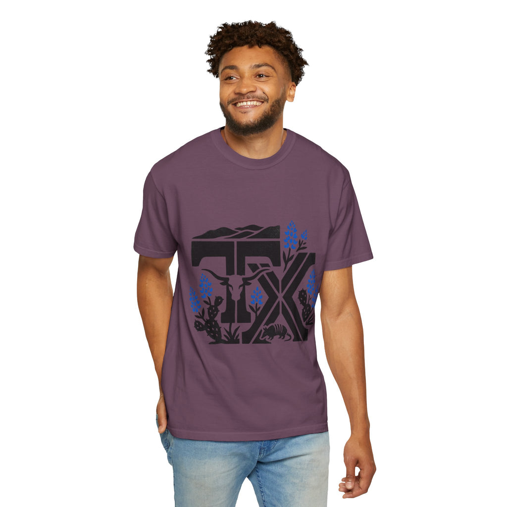 OurStateTees - TX Texas Southwestern Tee — Longhorn, Armadillo & Bluebonnet Graphic T-Shirt