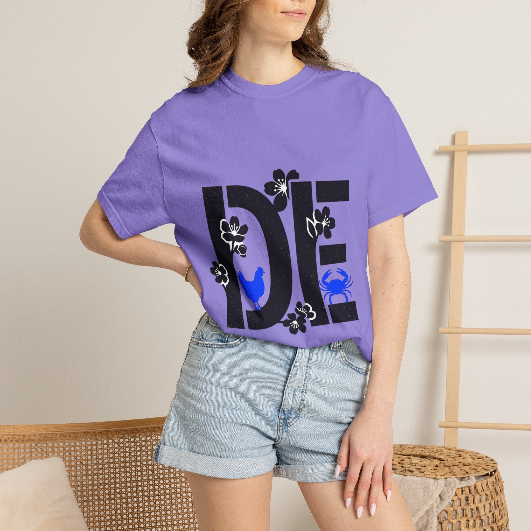 OurStateTees - Deleware DE Floral Nautical Graphic Tee (Crab & Chick Accent)