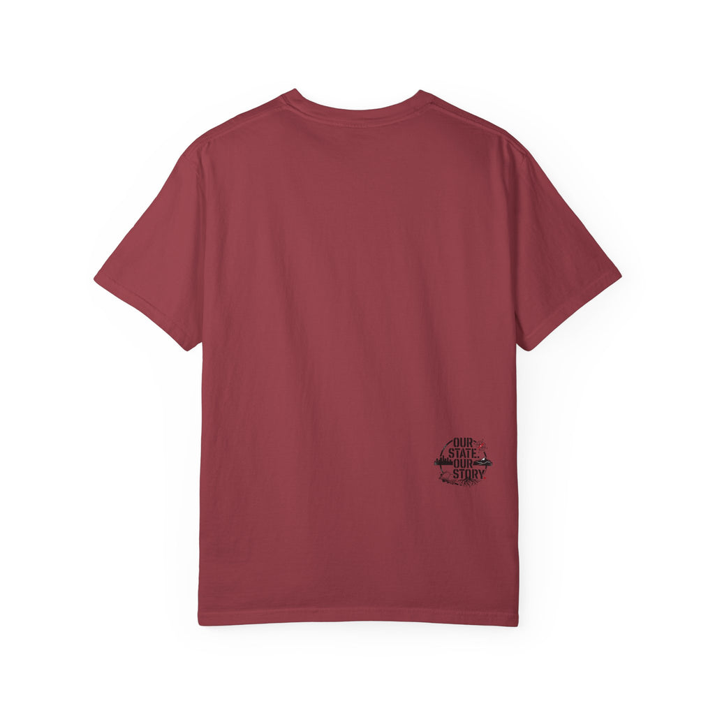 OurStateTees - Indiana IN Cardinal & Floral 'N' Monogram T-Shirt — Botanical Letter Tee
