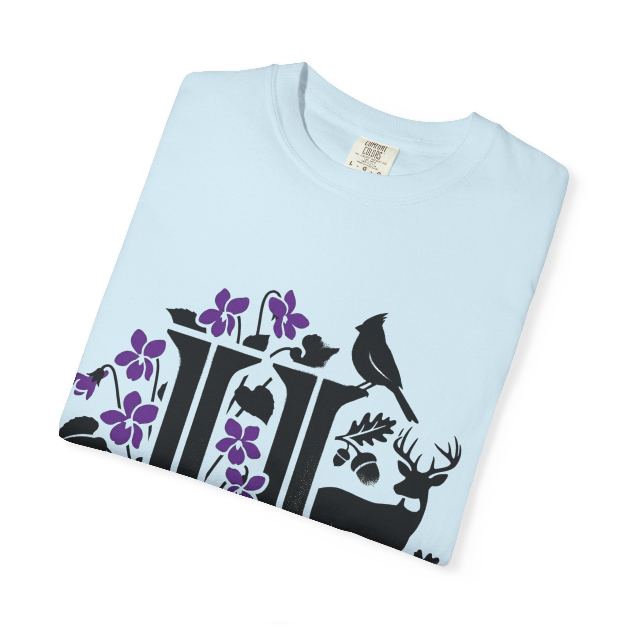 OurStateTees - Illinois IL -  Nature Initial Monogram with Deer & Birds (Floral Letter II)