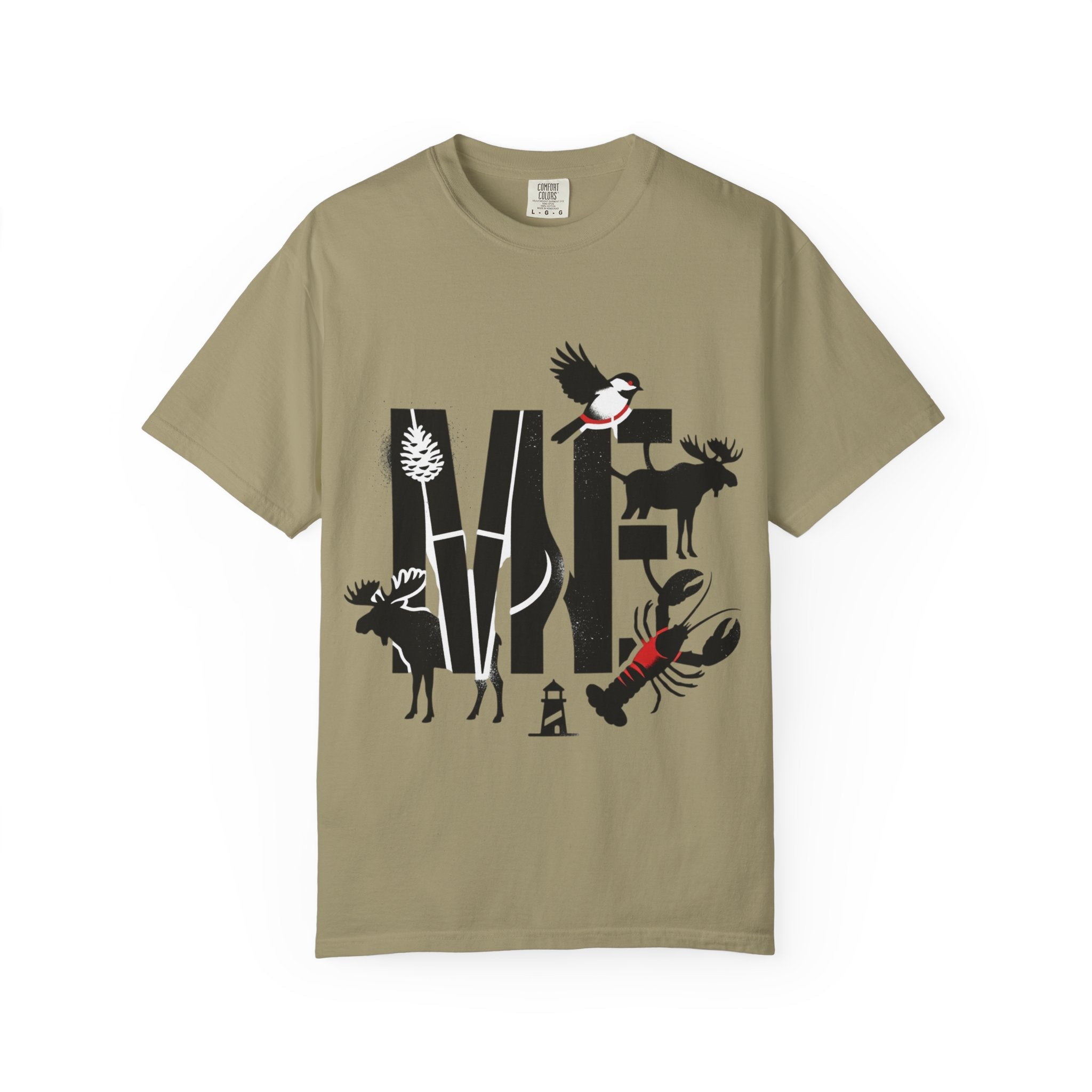 OurStateTees - Maine ME — Maine Wildlife Silhouette Tee (lobster, moose, loon, lighthouse)