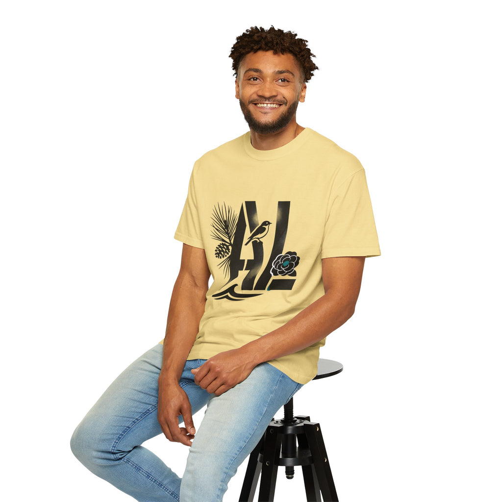 OurStateTees - Alabama AL Botanical Graphic T-Shirt — California Palm, Flower & Bird Design