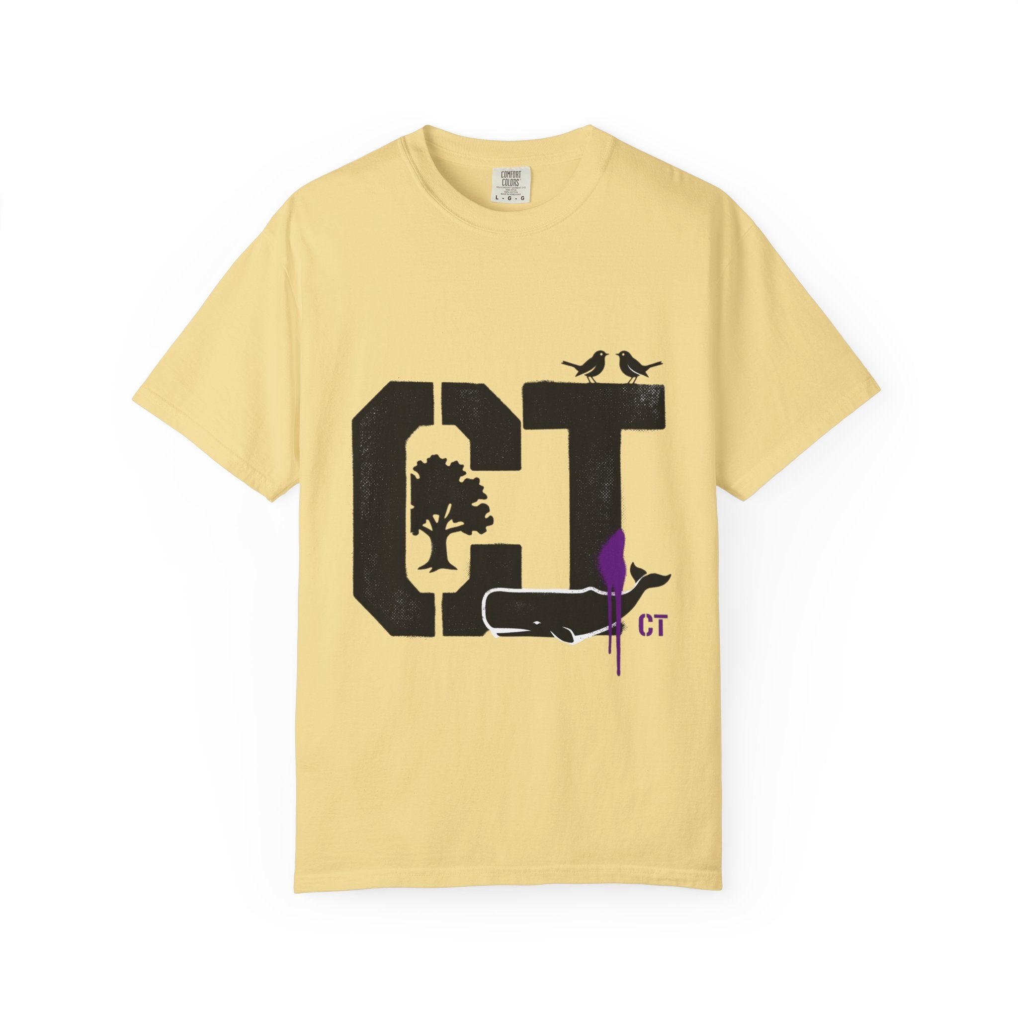 OurStateTees - Connecticut CT State T-Shirt — Connecticut Nature Graphic Tee with Whales, Trees & Birds