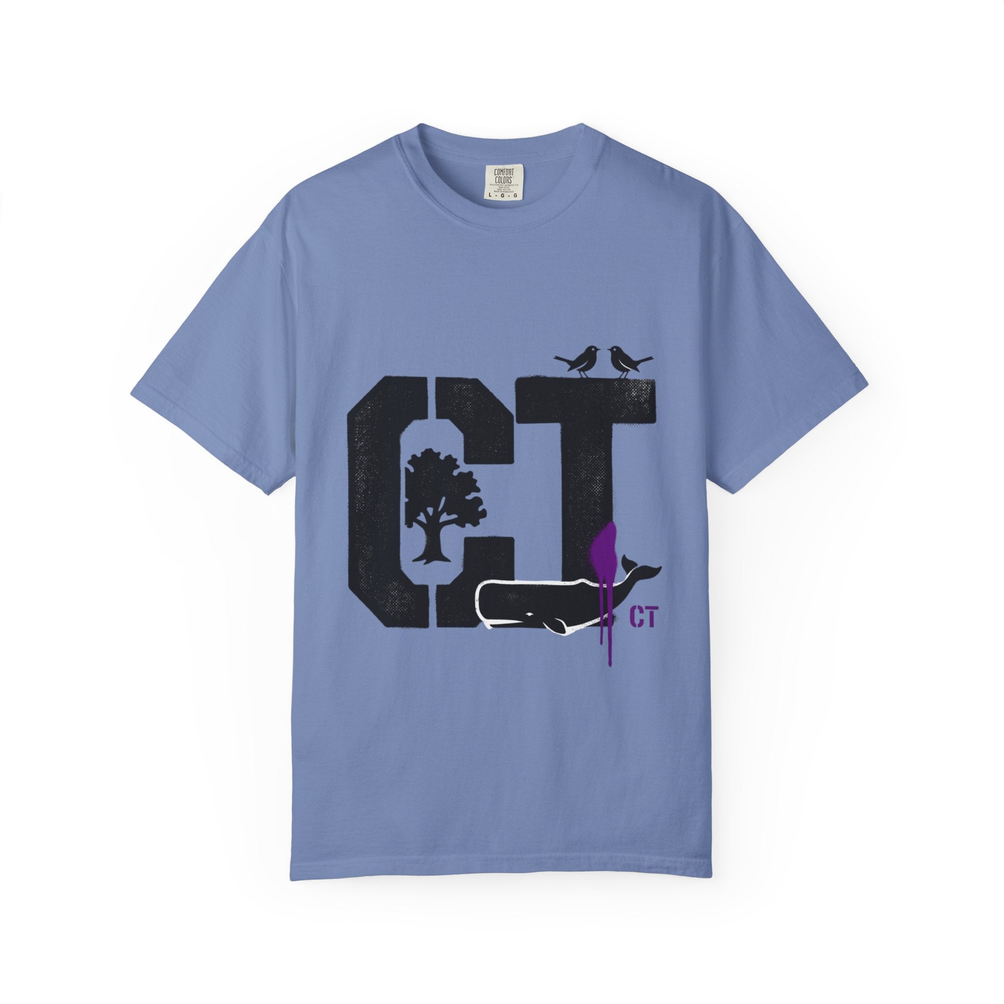 OurStateTees - Connecticut CT State T-Shirt — Connecticut Nature Graphic Tee with Whales, Trees & Birds
