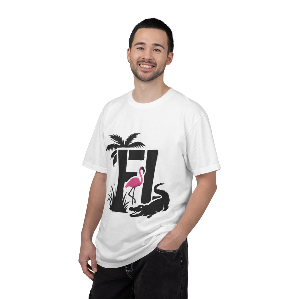OurState Tees - Florida FL - Tropical Flamingo & Alligator Graphic