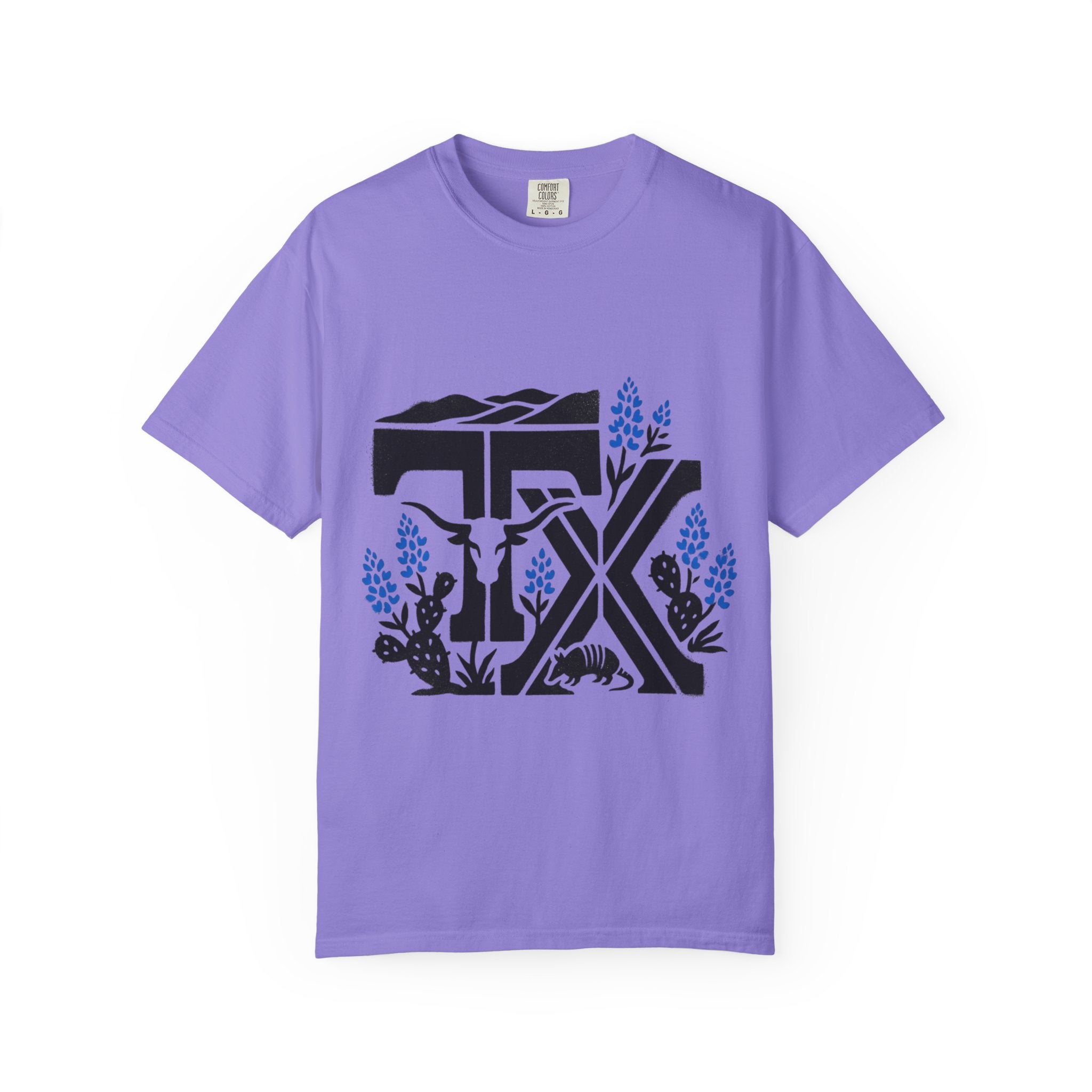 OurStateTees - TX Texas Southwestern Tee — Longhorn, Armadillo & Bluebonnet Graphic T-Shirt