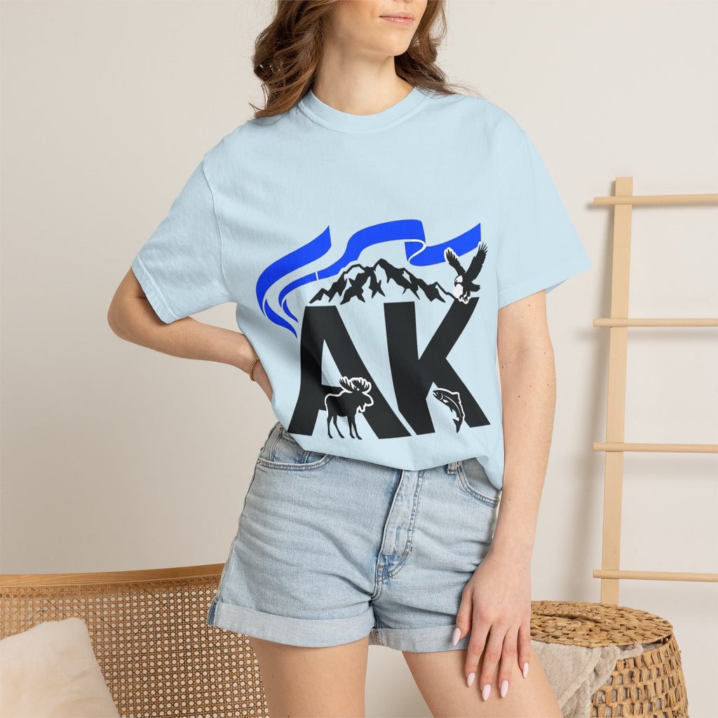OurStateTees - Alaska AK Wilderness T-Shirt — Moose, Mountains & Bald Eagle Graphic
