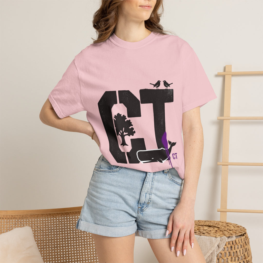 OurStateTees - Connecticut CT State T-Shirt — Connecticut Nature Graphic Tee with Whales, Trees & Birds