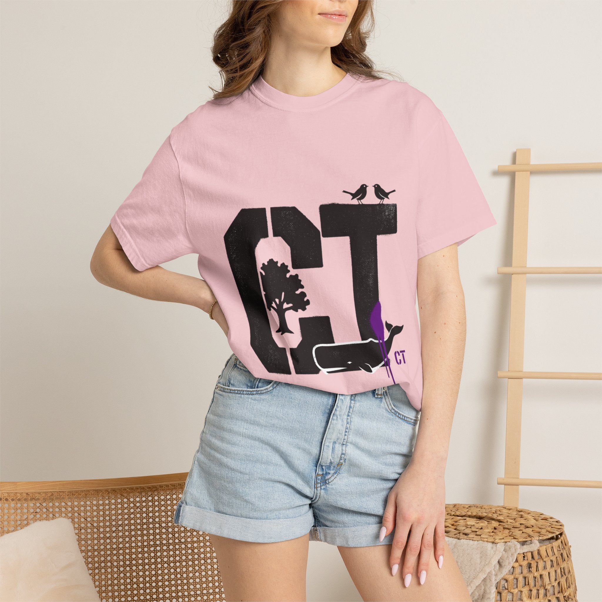 OurStateTees - Connecticut CT State T-Shirt — Connecticut Nature Graphic Tee with Whales, Trees & Birds
