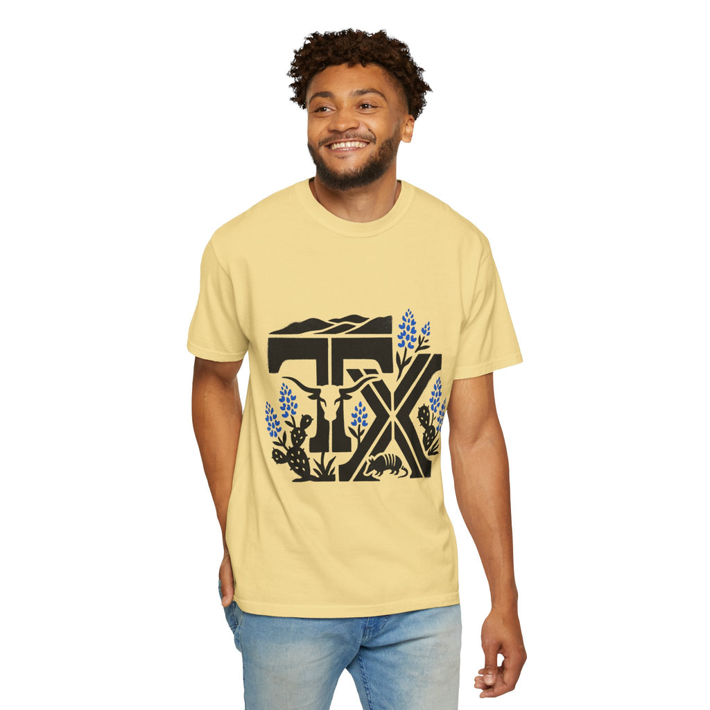OurStateTees - TX Texas Southwestern Tee — Longhorn, Armadillo & Bluebonnet Graphic T-Shirt