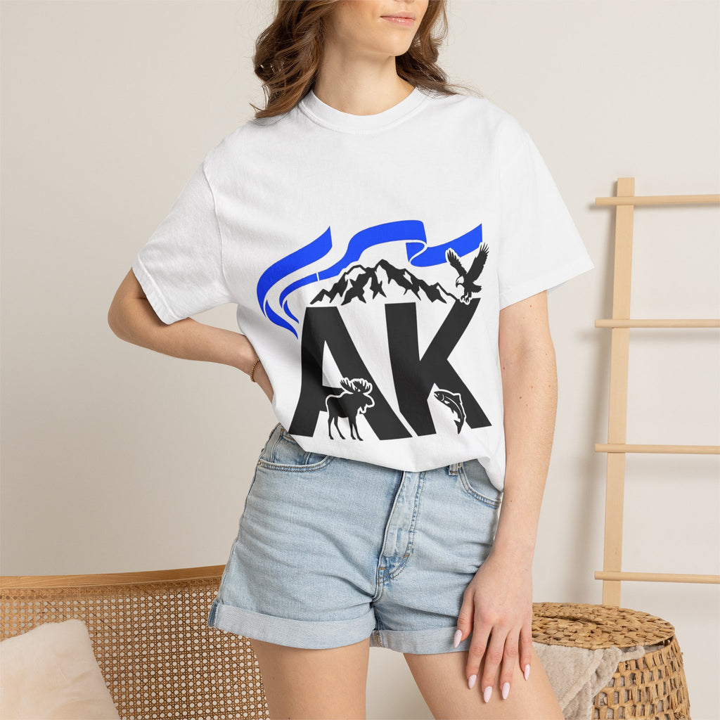 OurStateTees - Alaska AK Wilderness T-Shirt — Moose, Mountains & Bald Eagle Graphic