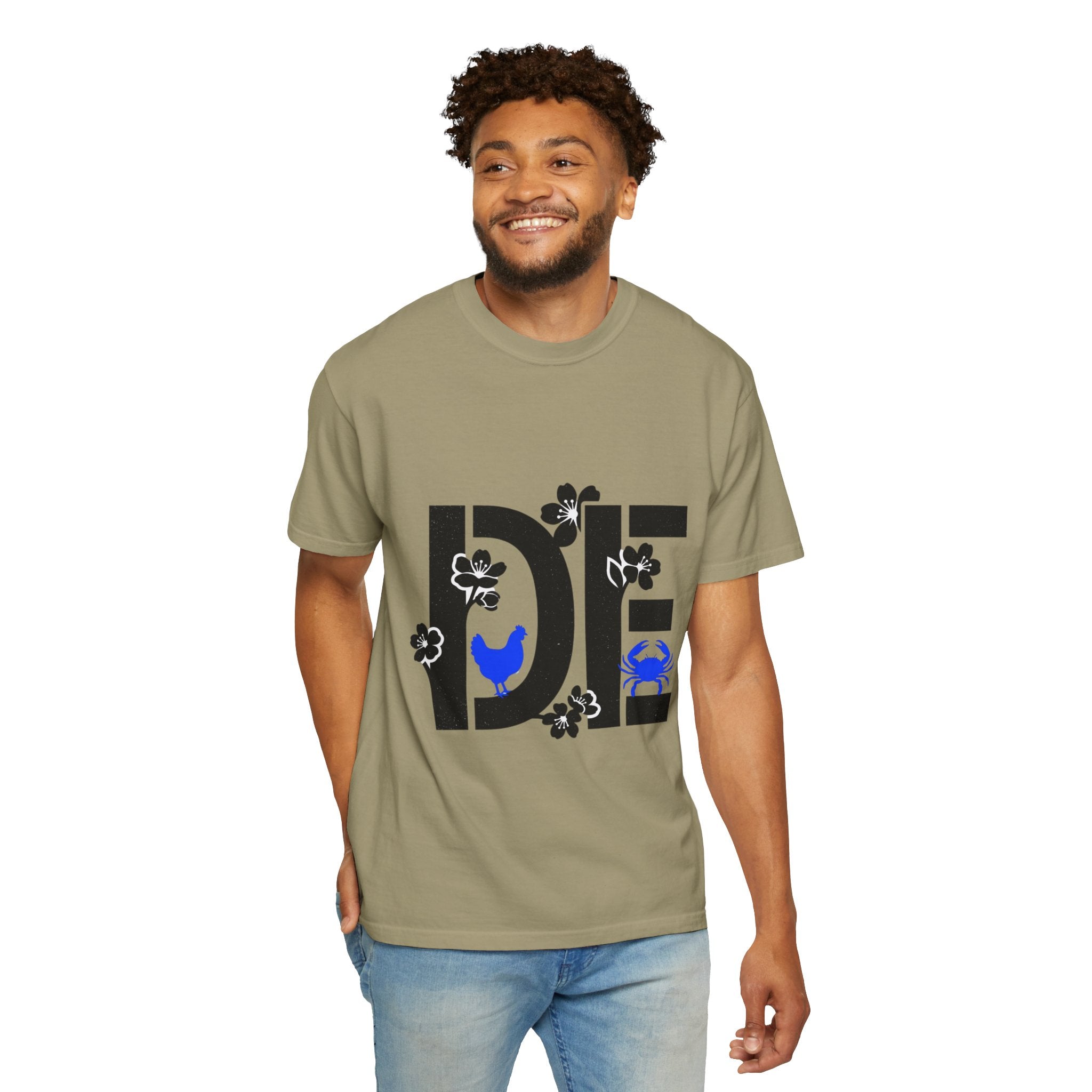 OurStateTees - Deleware DE Floral Nautical Graphic Tee (Crab & Chick Accent)