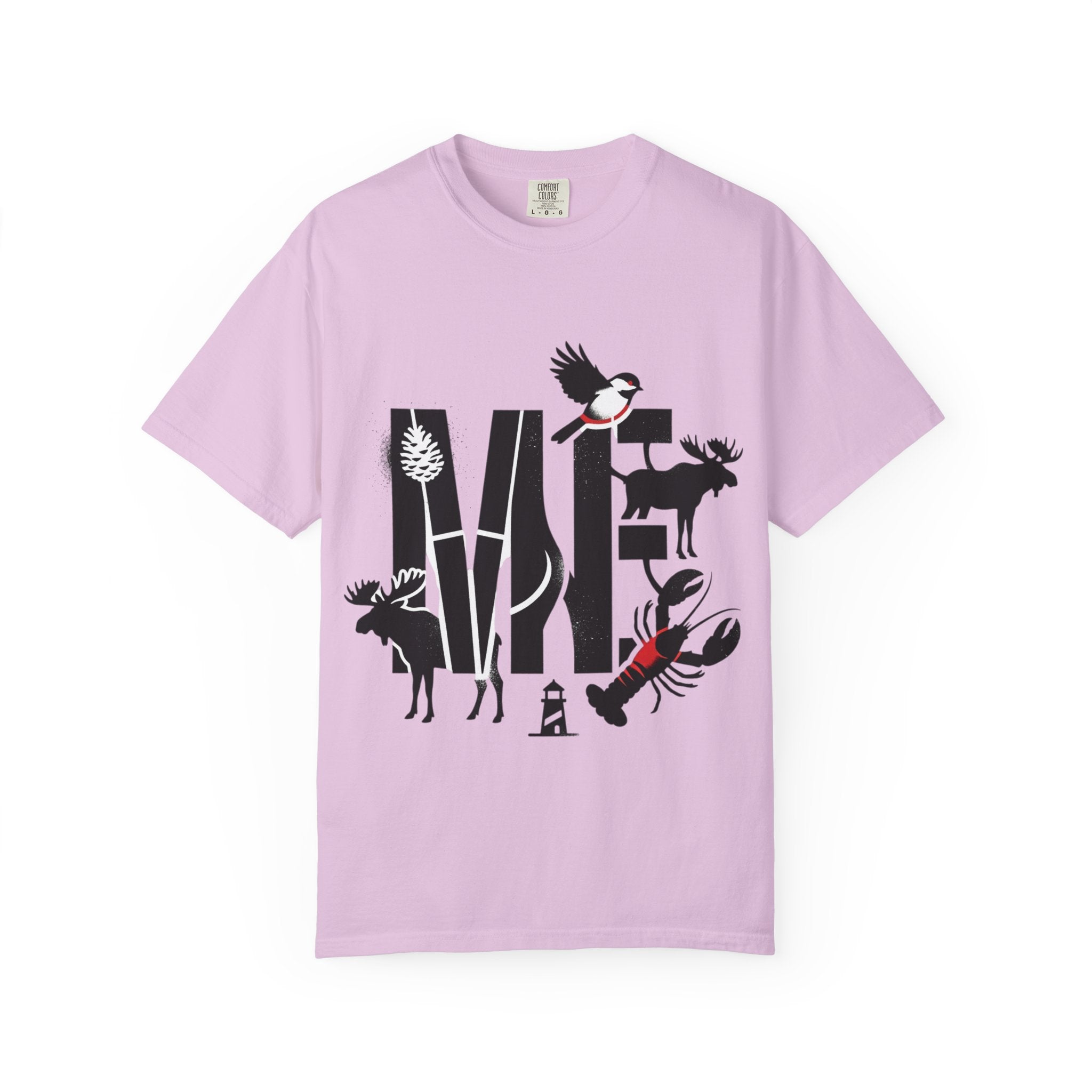 OurStateTees - Maine ME — Maine Wildlife Silhouette Tee (lobster, moose, loon, lighthouse)