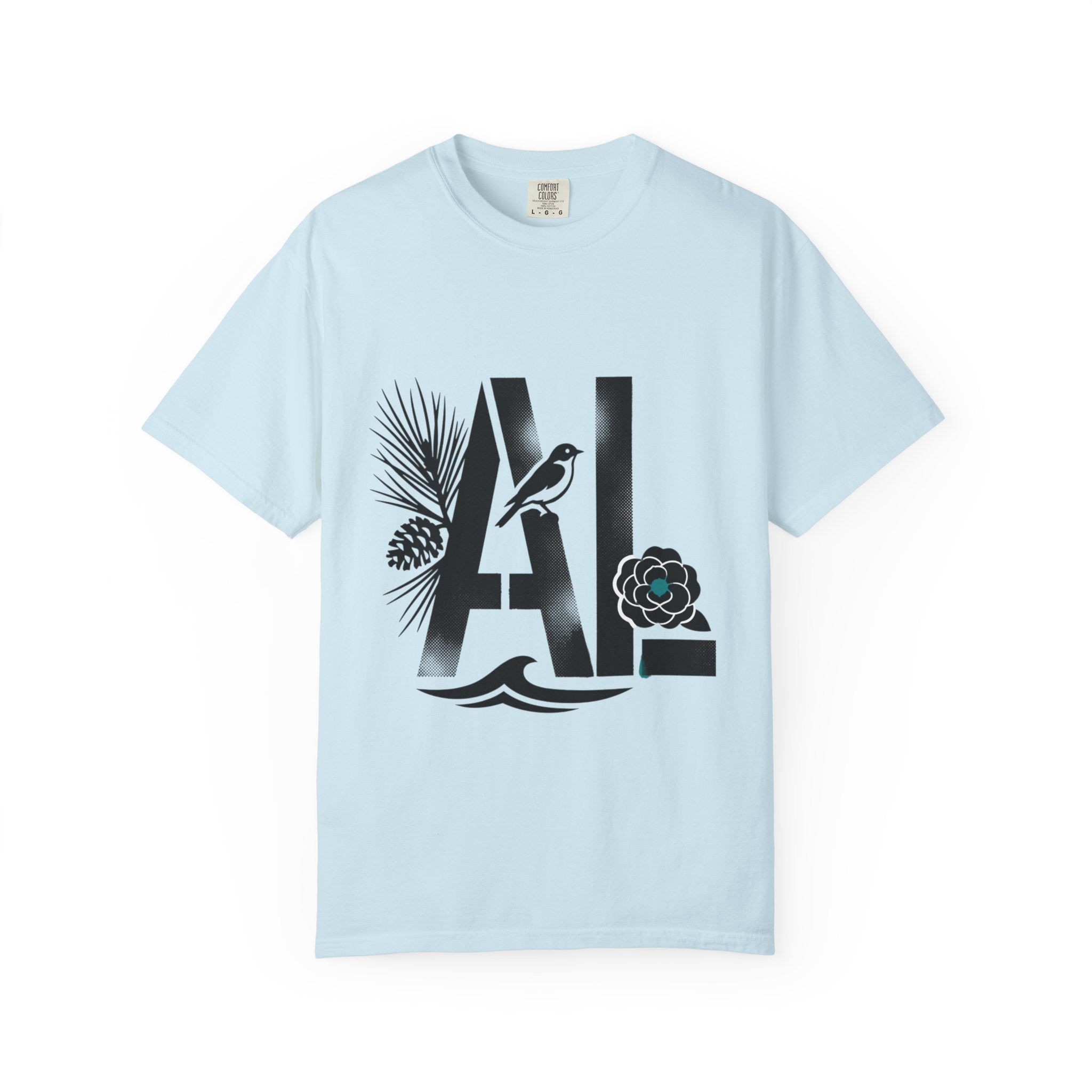 OurStateTees - Alabama AL Botanical Graphic T-Shirt — California Palm, Flower & Bird Design