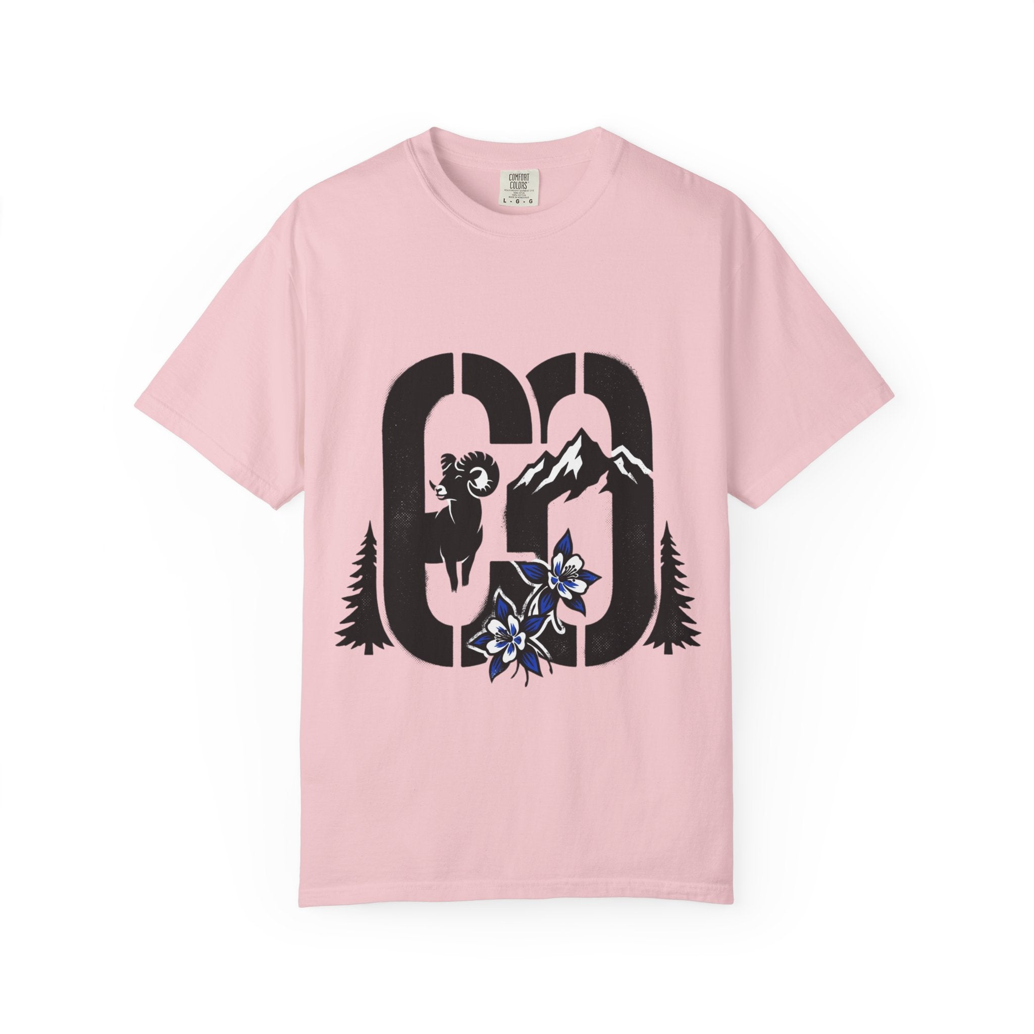 OurStateTees - Colorado CO Rocky Mountain Anniversary Tee — Mountain Goat & Wildflower Graphic T-Shirt