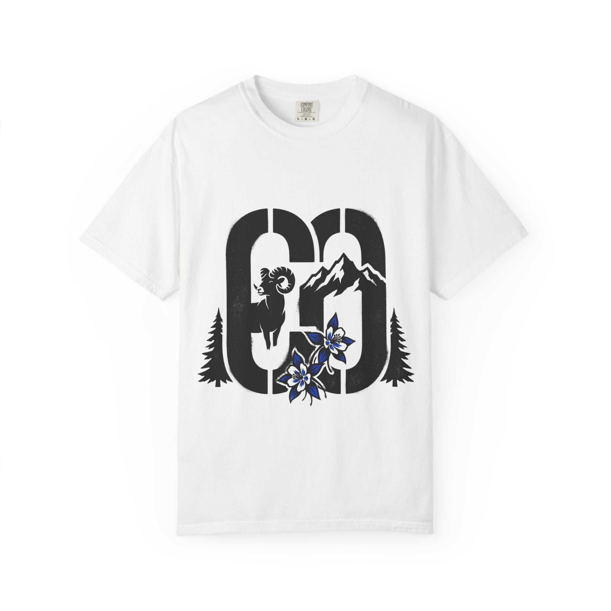 OurStateTees - Colorado CO Rocky Mountain Anniversary Tee — Mountain Goat & Wildflower Graphic T-Shirt