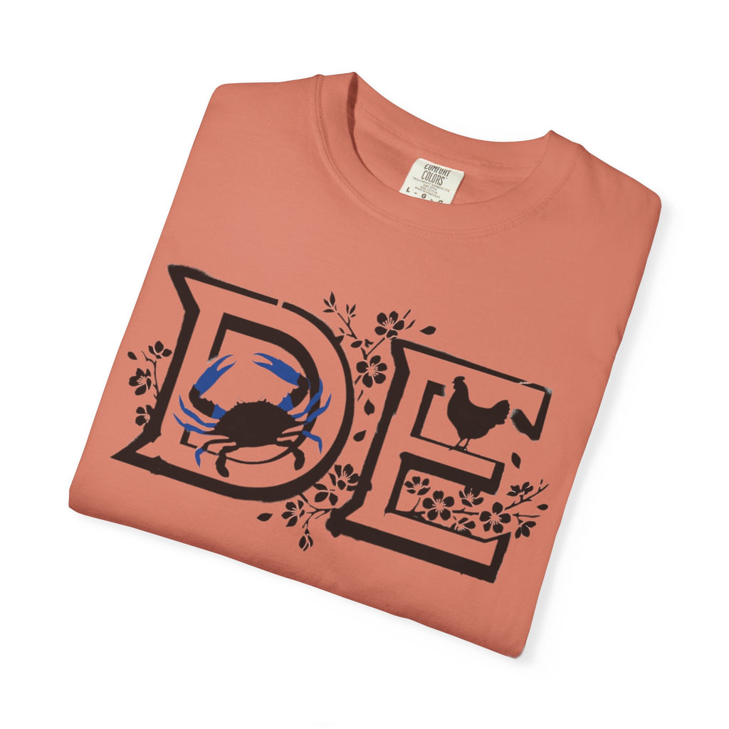 OurStateTees - Deleware DE Letterpress Tee — Floral & Bird Graphic T-Shirt