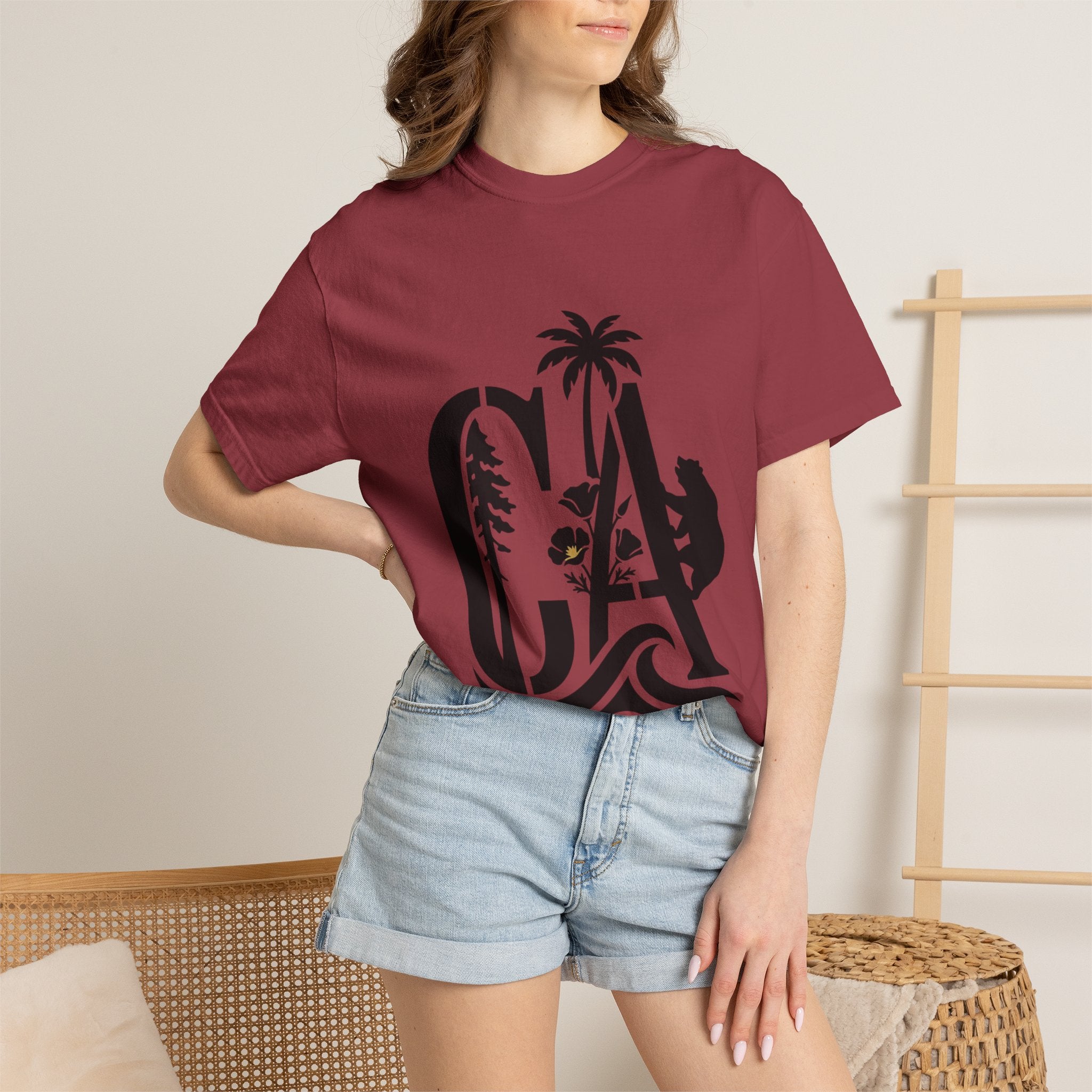 OurStateTees - California Surf Bear T-Shirt — CA Palm Tree Wave Graphic Tee