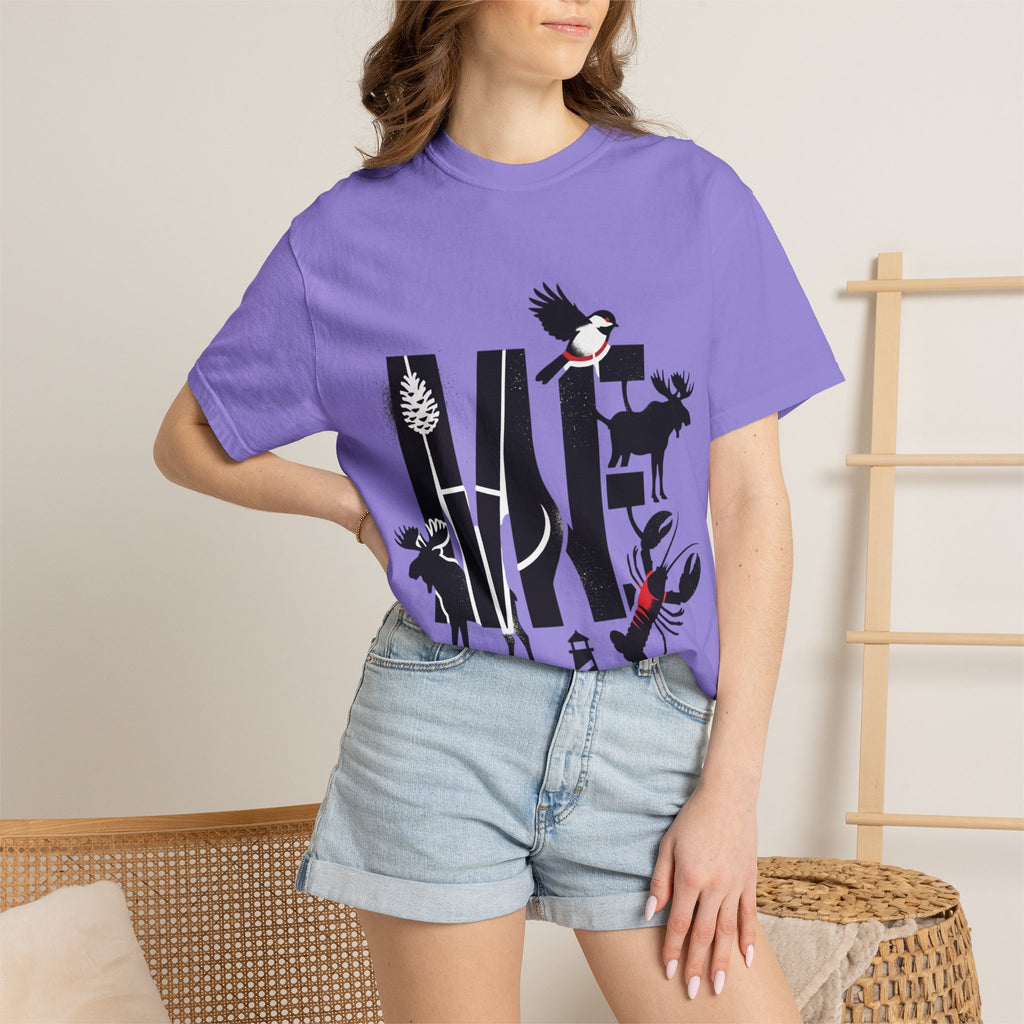 OurStateTees - Maine ME — Maine Wildlife Silhouette Tee (lobster, moose, loon, lighthouse)