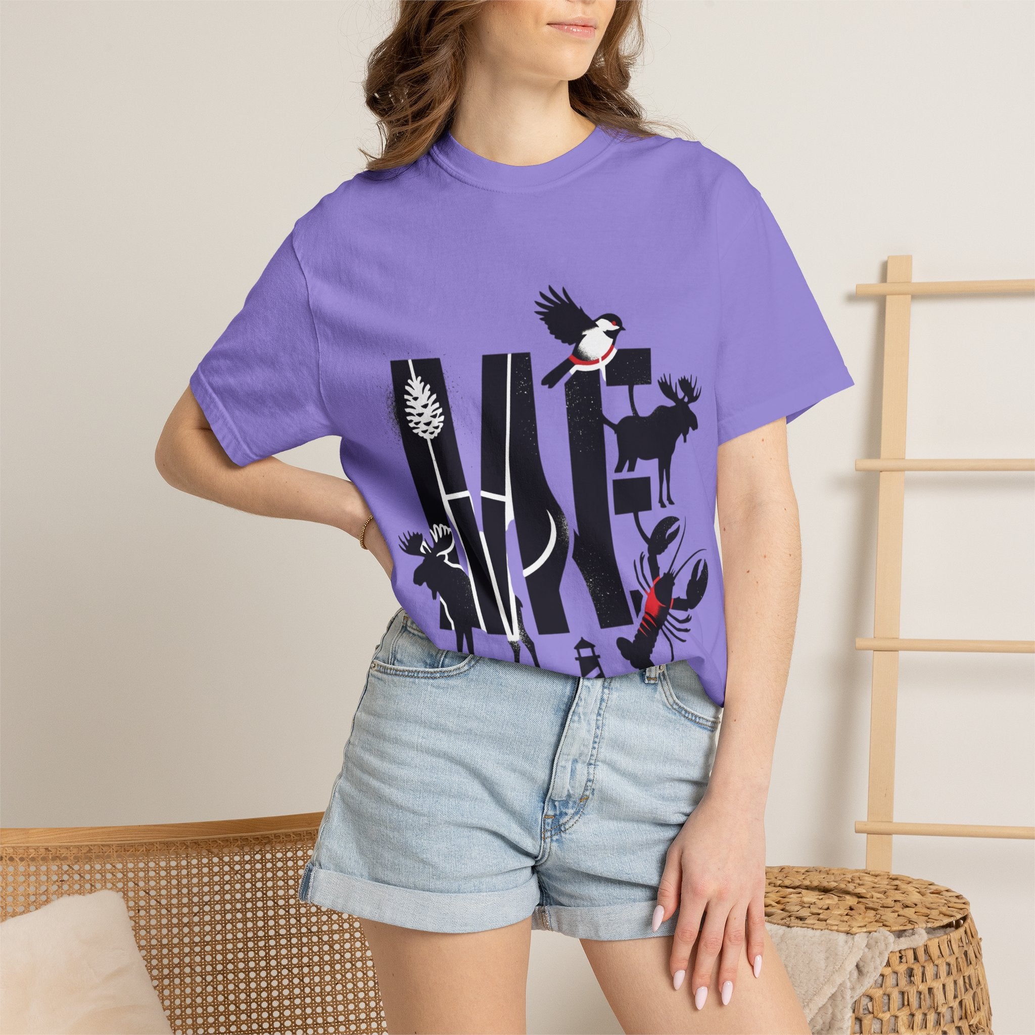 OurStateTees - Maine ME — Maine Wildlife Silhouette Tee (lobster, moose, loon, lighthouse)