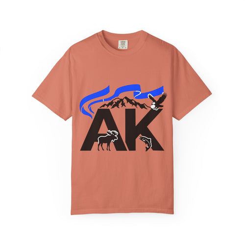 OurStateTees - Alaska AK Wilderness T-Shirt — Moose, Mountains & Bald Eagle Graphic