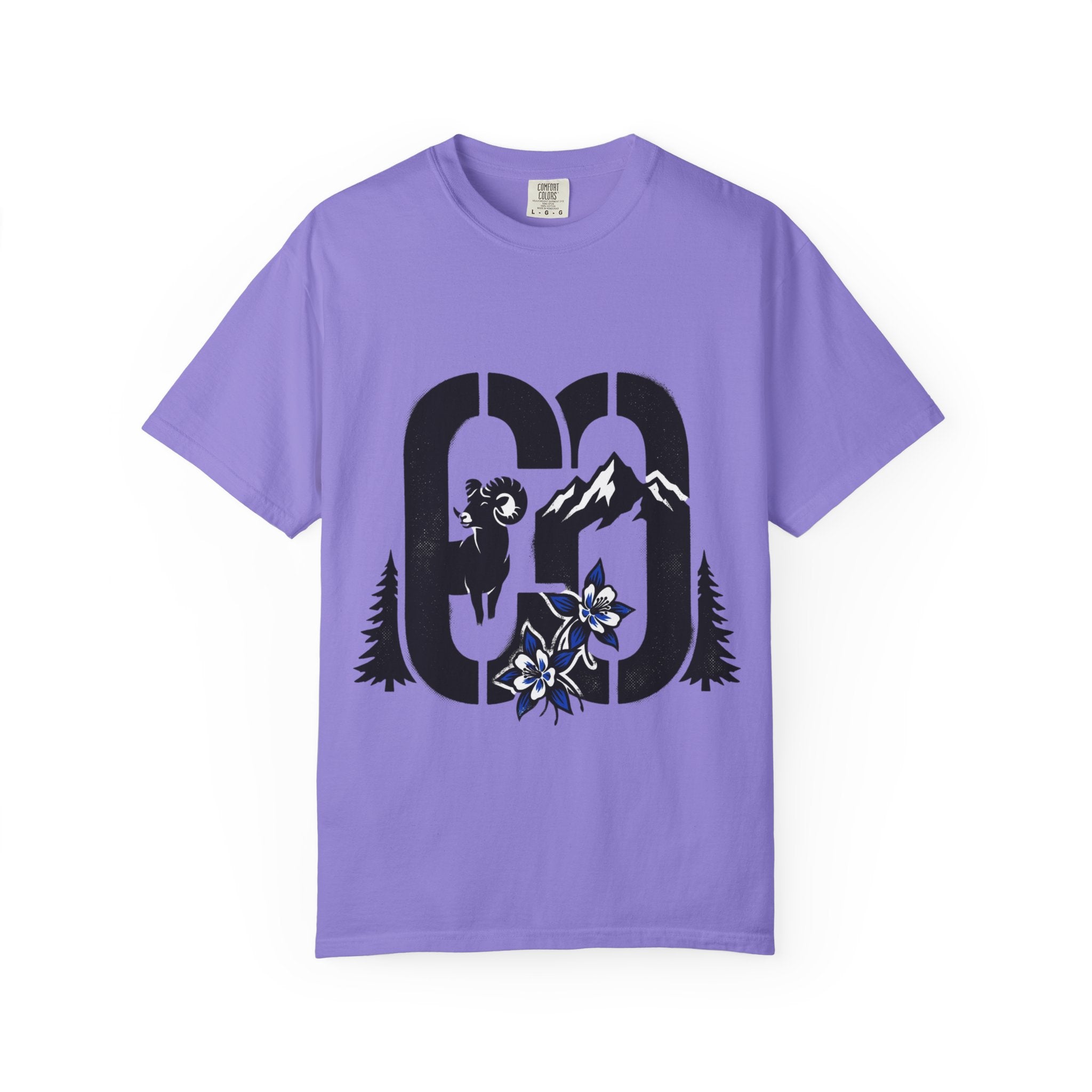 OurStateTees - Colorado CO Rocky Mountain Anniversary Tee — Mountain Goat & Wildflower Graphic T-Shirt