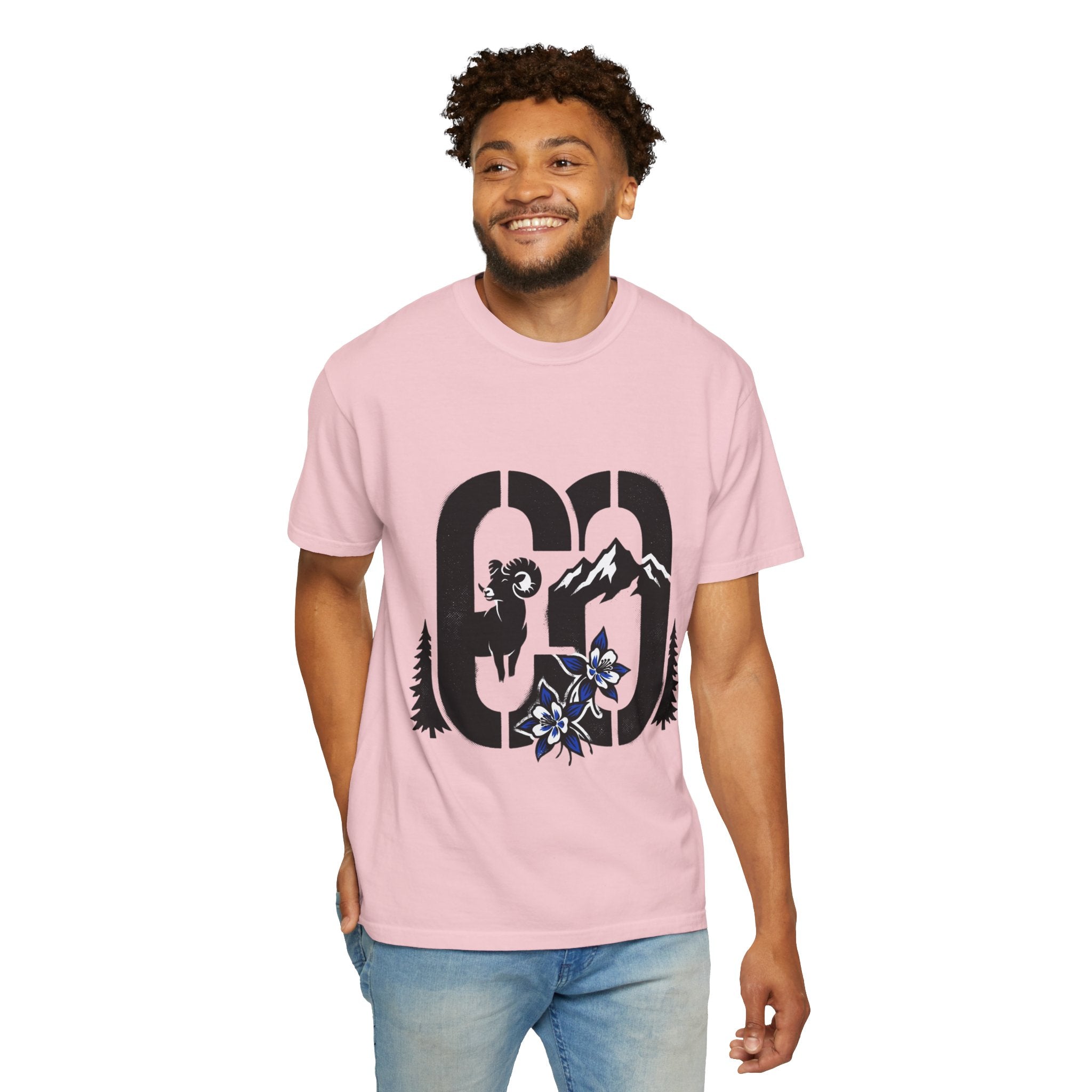 OurStateTees - Colorado CO Rocky Mountain Anniversary Tee — Mountain Goat & Wildflower Graphic T-Shirt