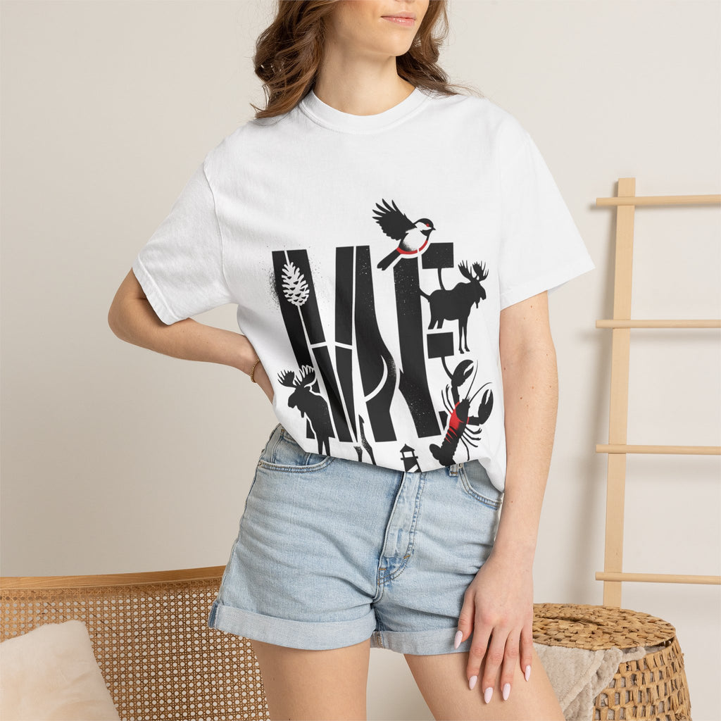 OurStateTees - Maine ME — Maine Wildlife Silhouette Tee (lobster, moose, loon, lighthouse)