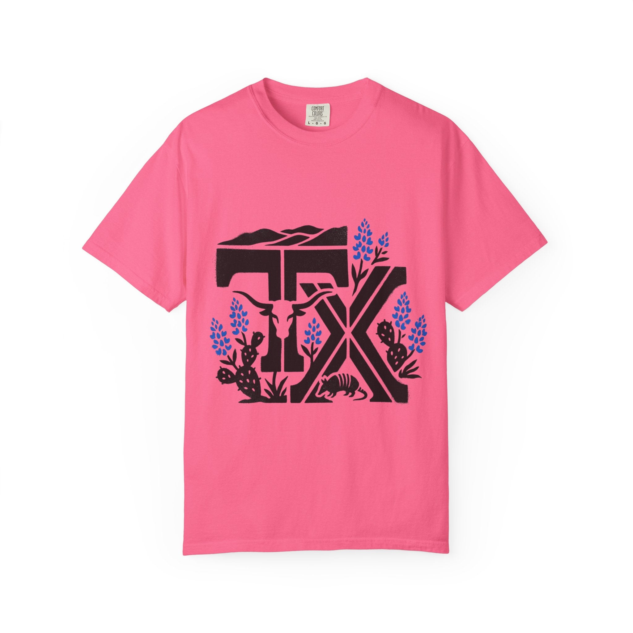 OurStateTees - TX Texas Southwestern Tee — Longhorn, Armadillo & Bluebonnet Graphic T-Shirt