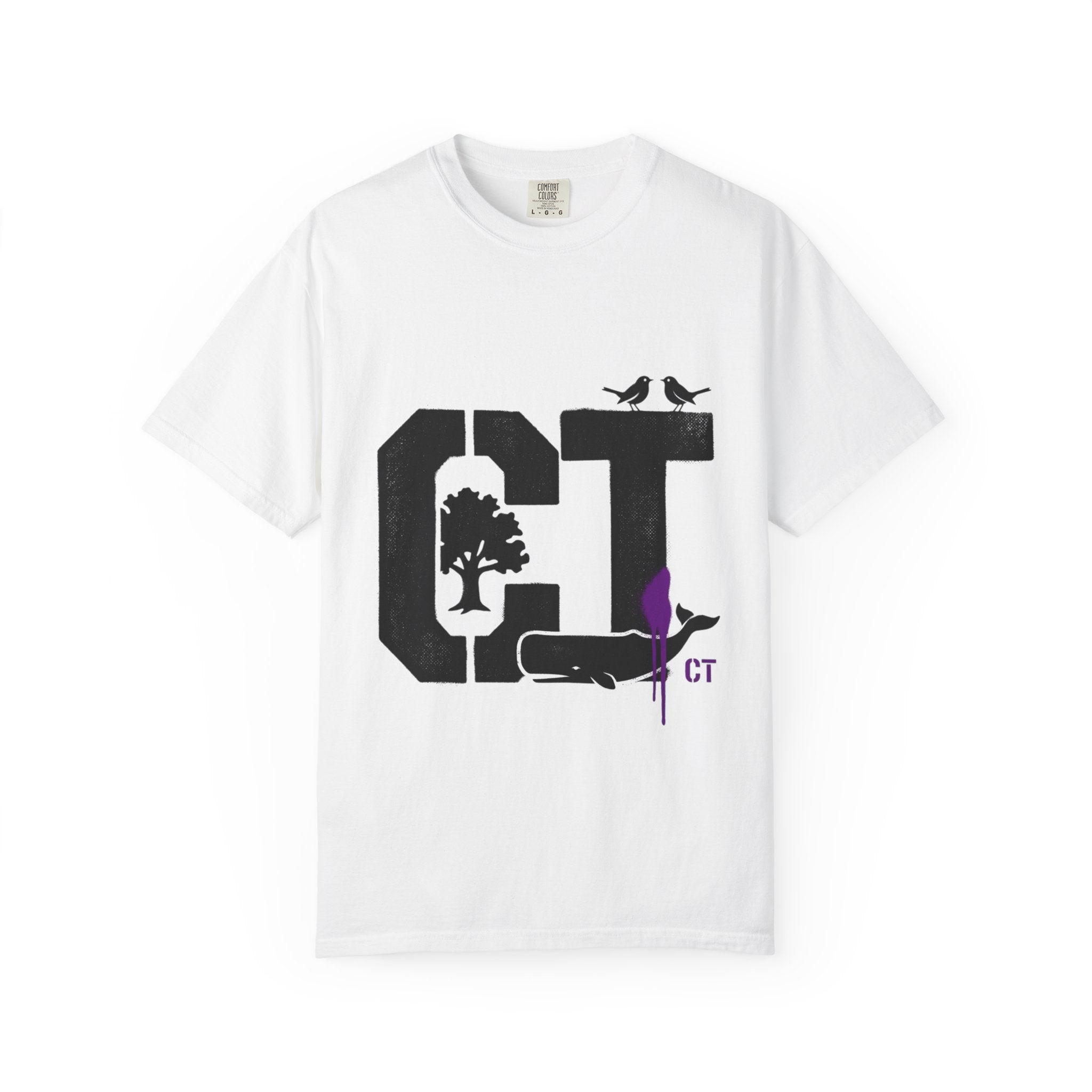 OurStateTees - Connecticut CT State T-Shirt — Connecticut Nature Graphic Tee with Whales, Trees & Birds