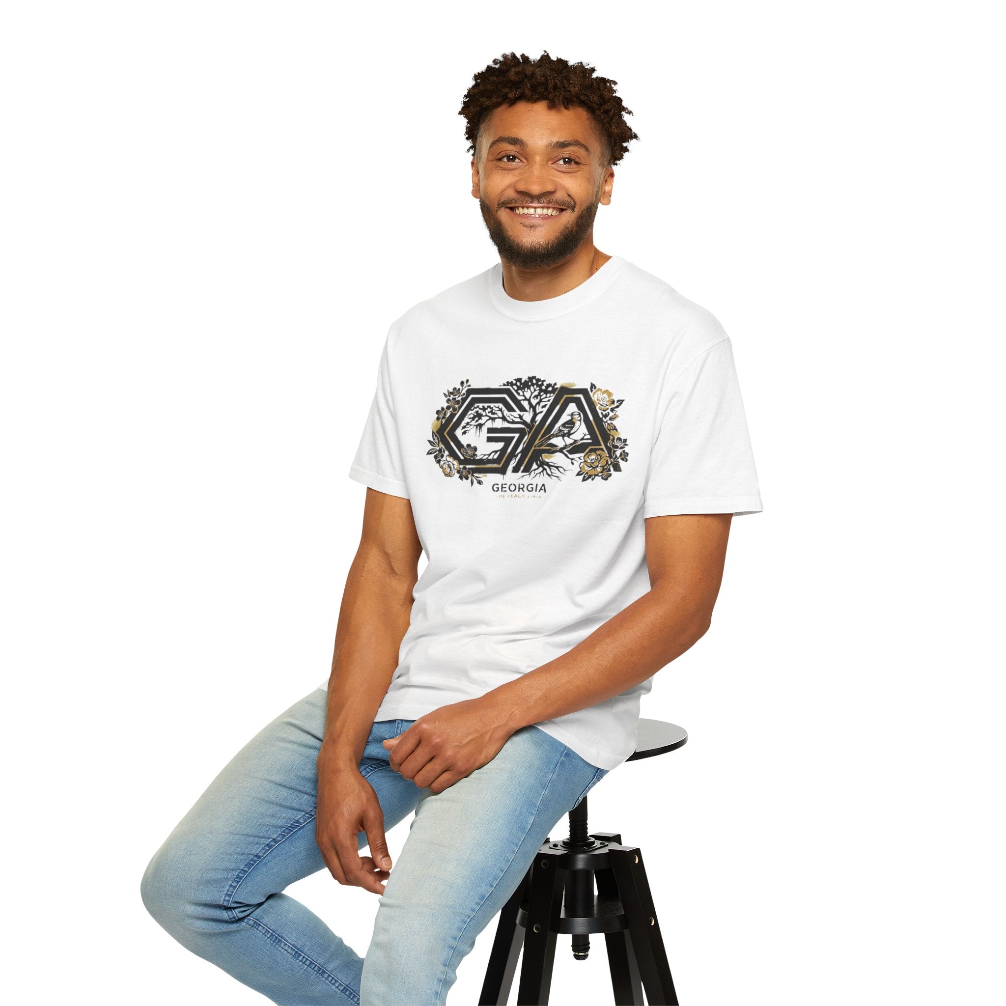 OurStateTees - Georgia GA Floral Logo T‑Shirt — Botanical Accents